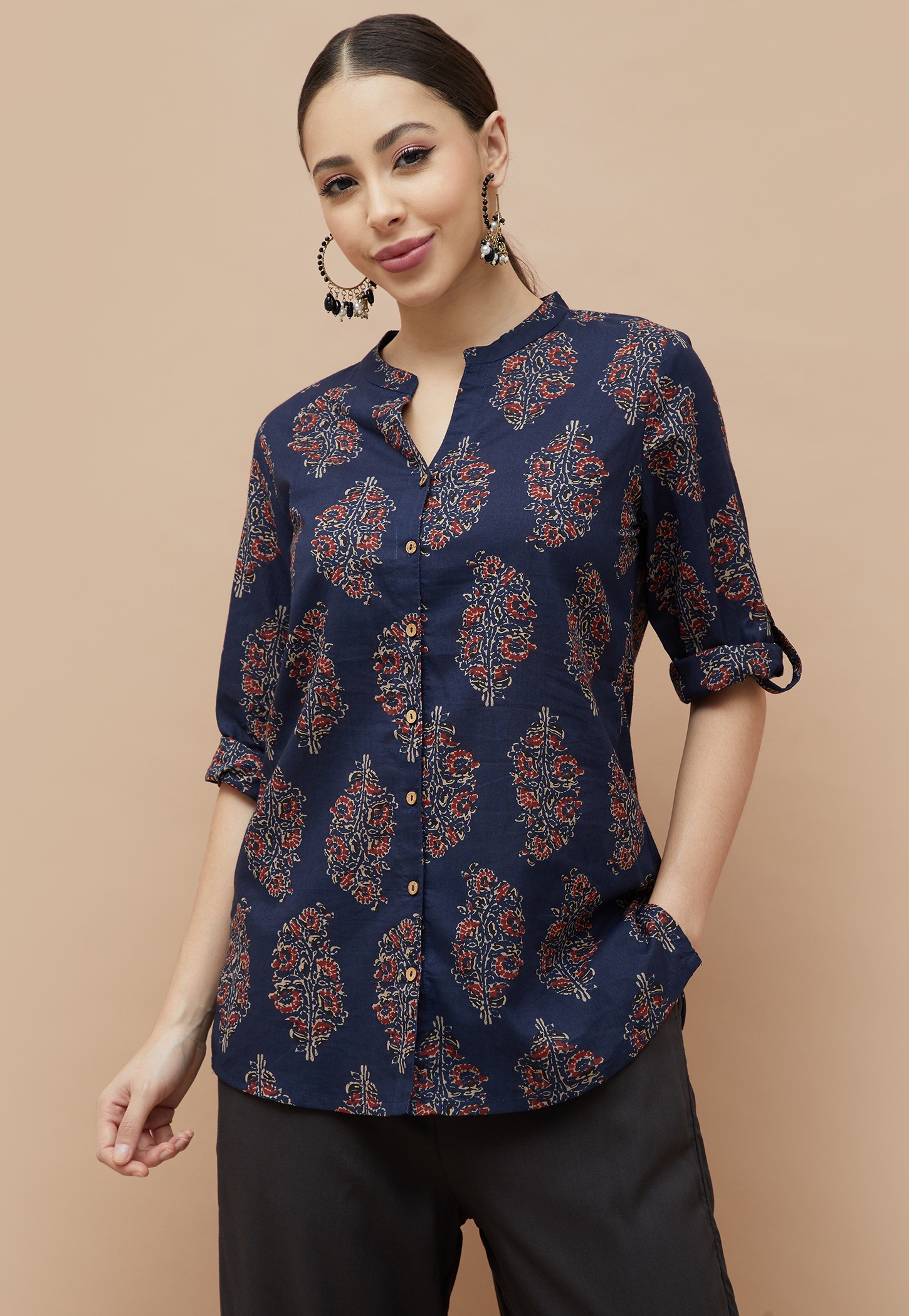 MELANGE Floral Print Straight Kurti-picture-36