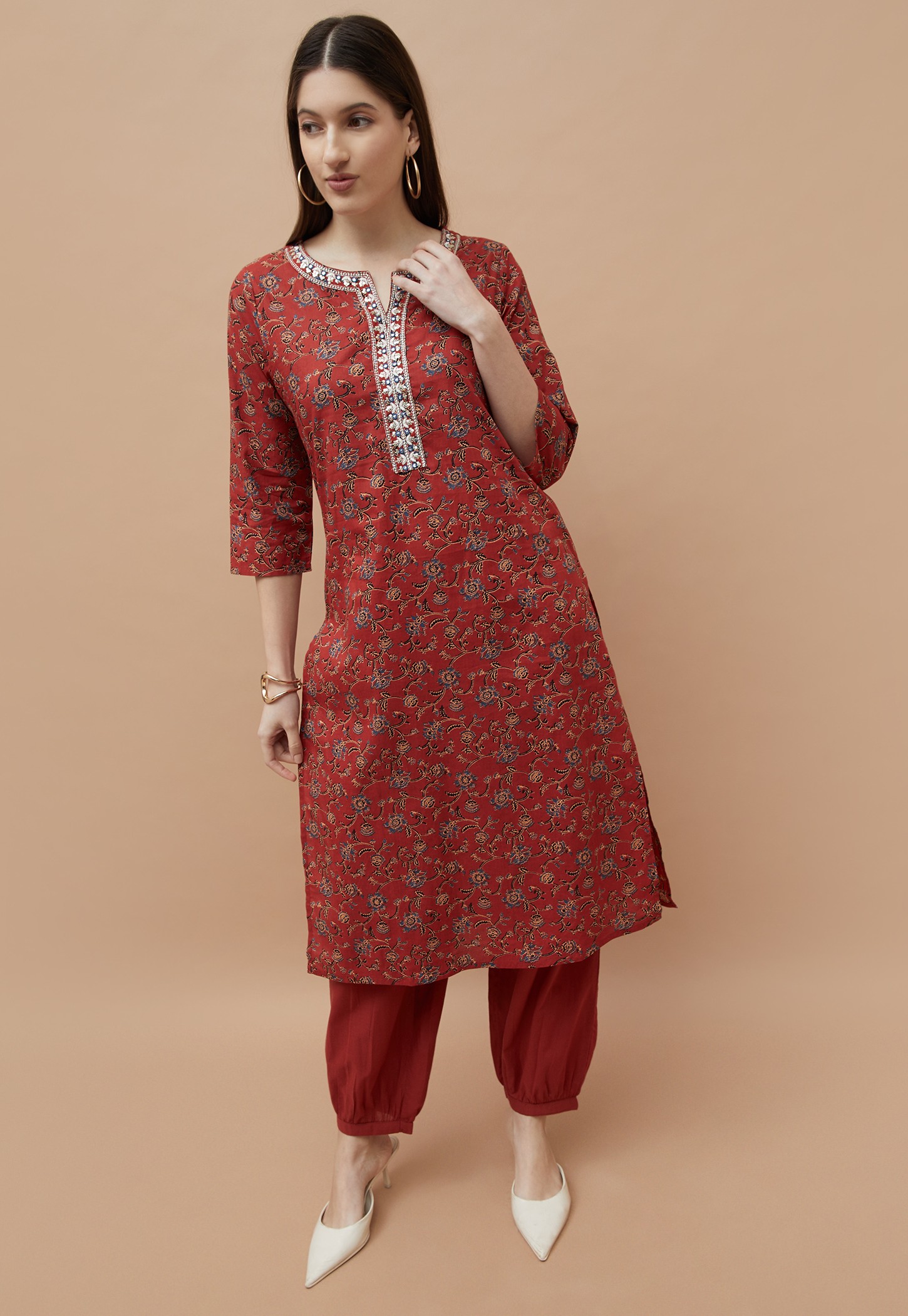 MELANGE Floral Print Straight Kurta Set-picture-34