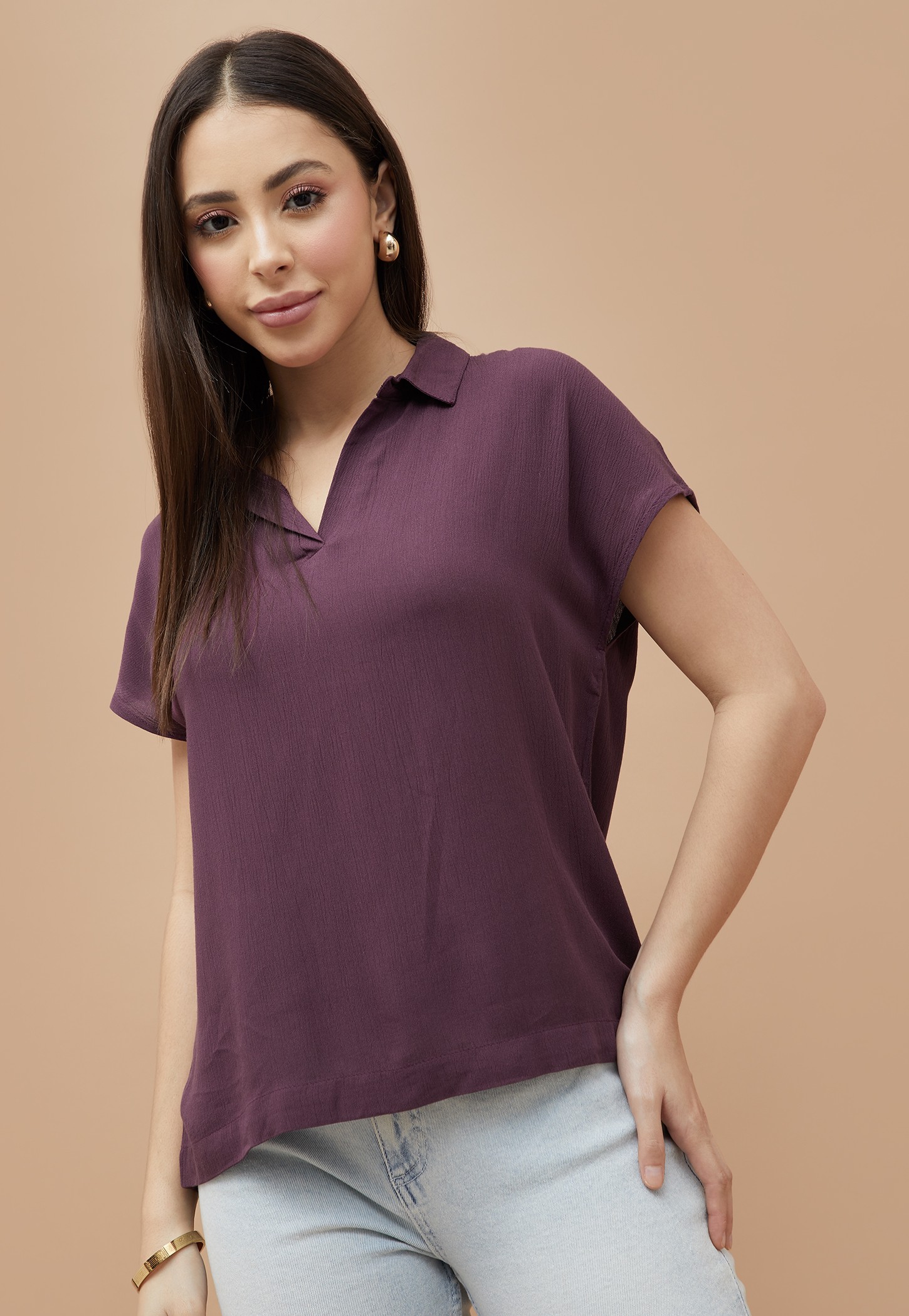 FAME FOREVER Textured Collared Top-picture-16