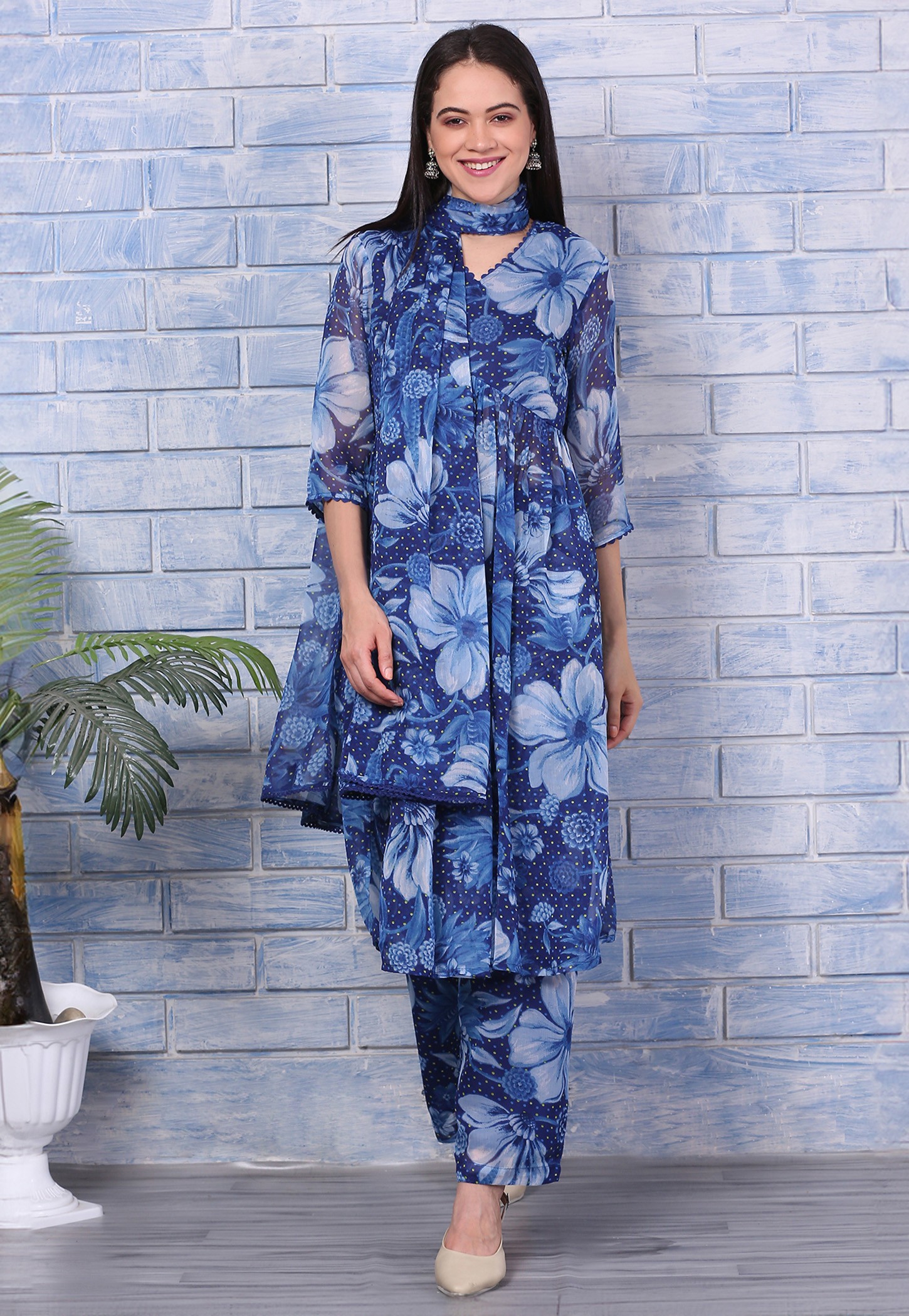 W Floral Print Anarkali Kurta Set-image-27