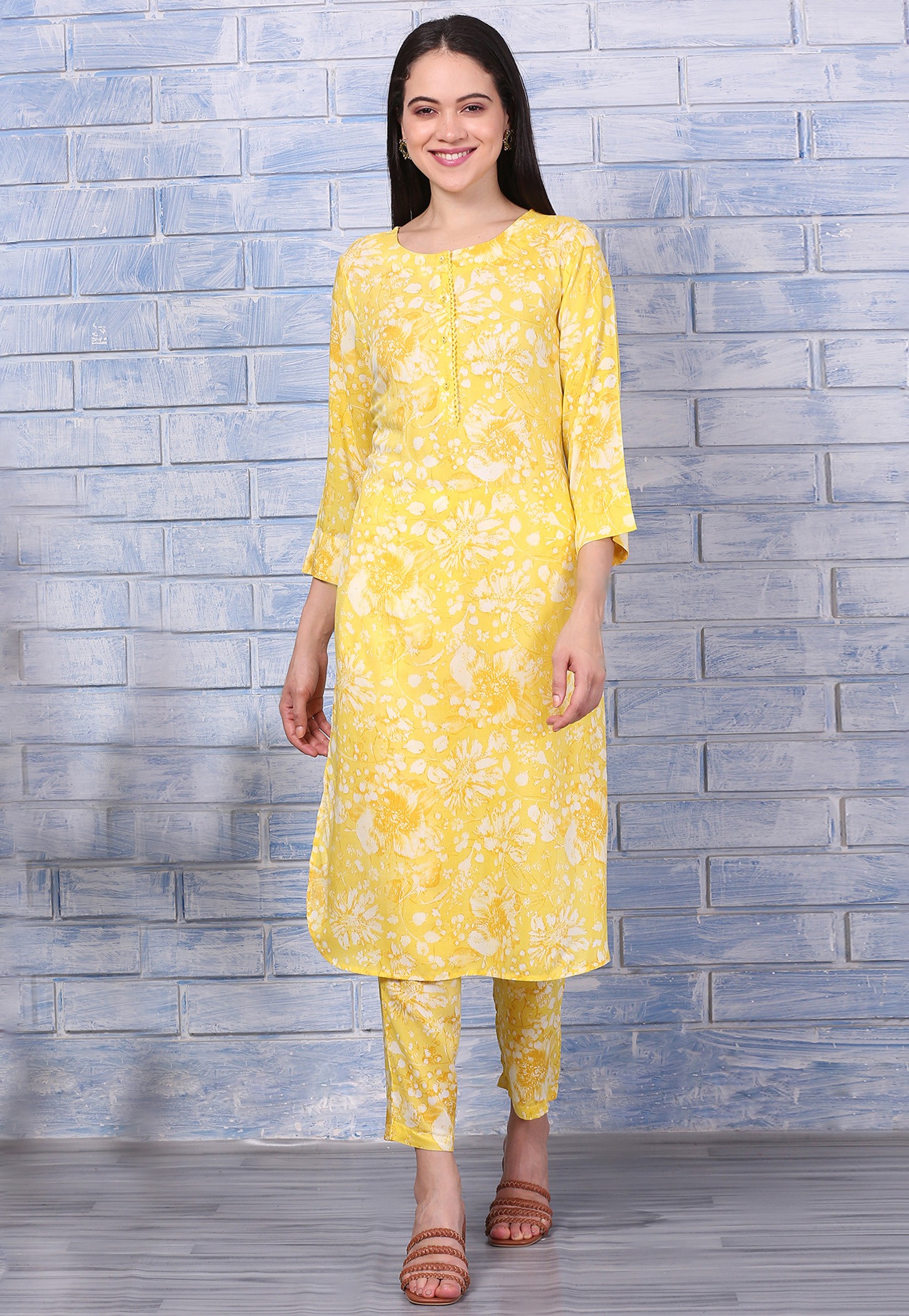 W Floral Print Straight Kurta Set-picture-51