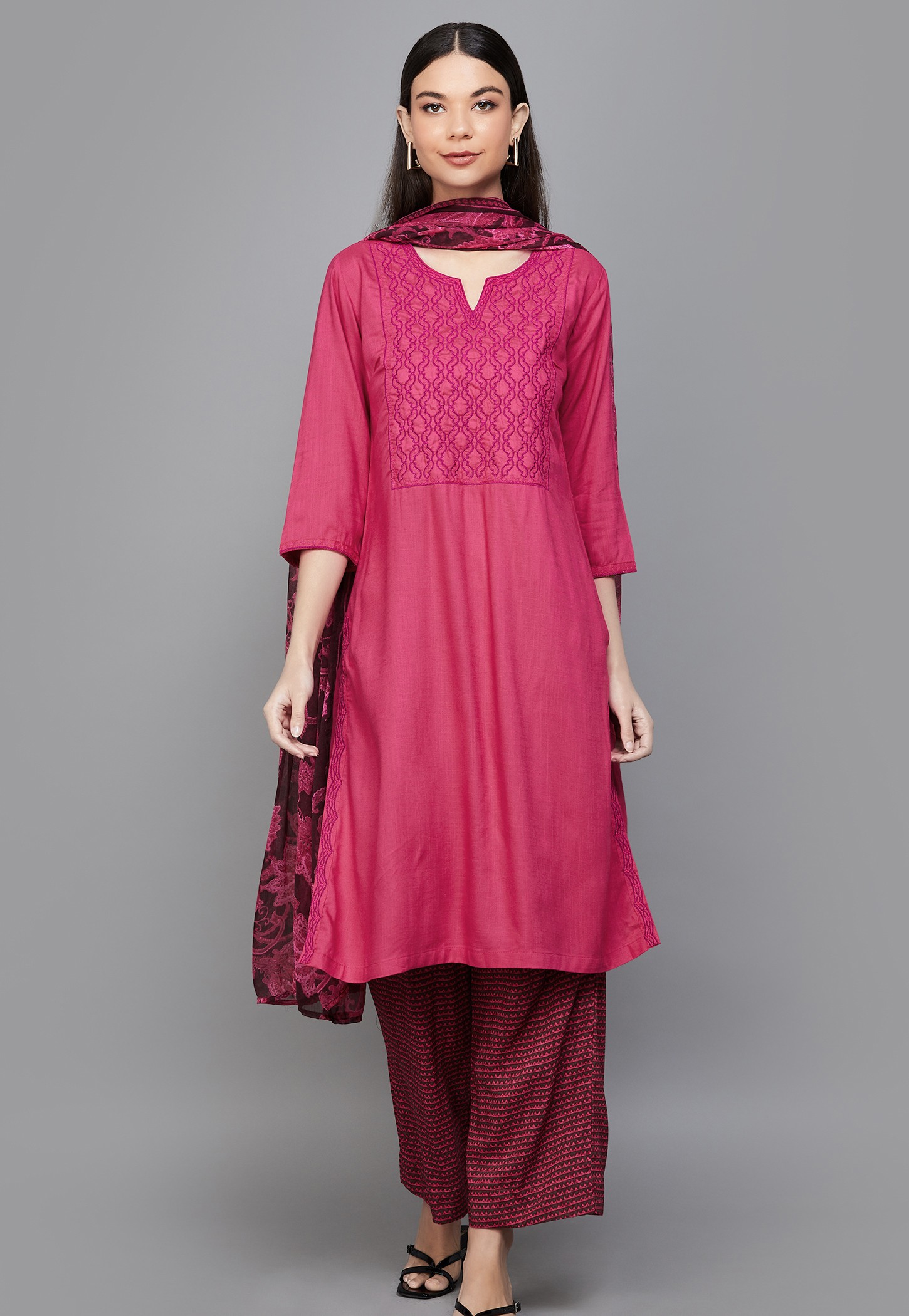 BIBA Embroidered Yoke Straight Kurta Set-picture-38