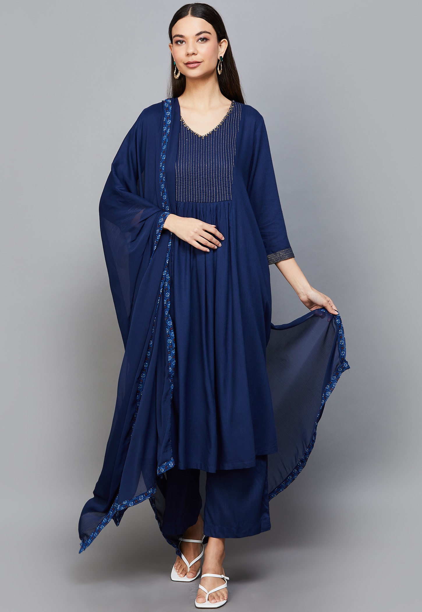 BIBA Pintuck Flared Kurta Set-picture-30