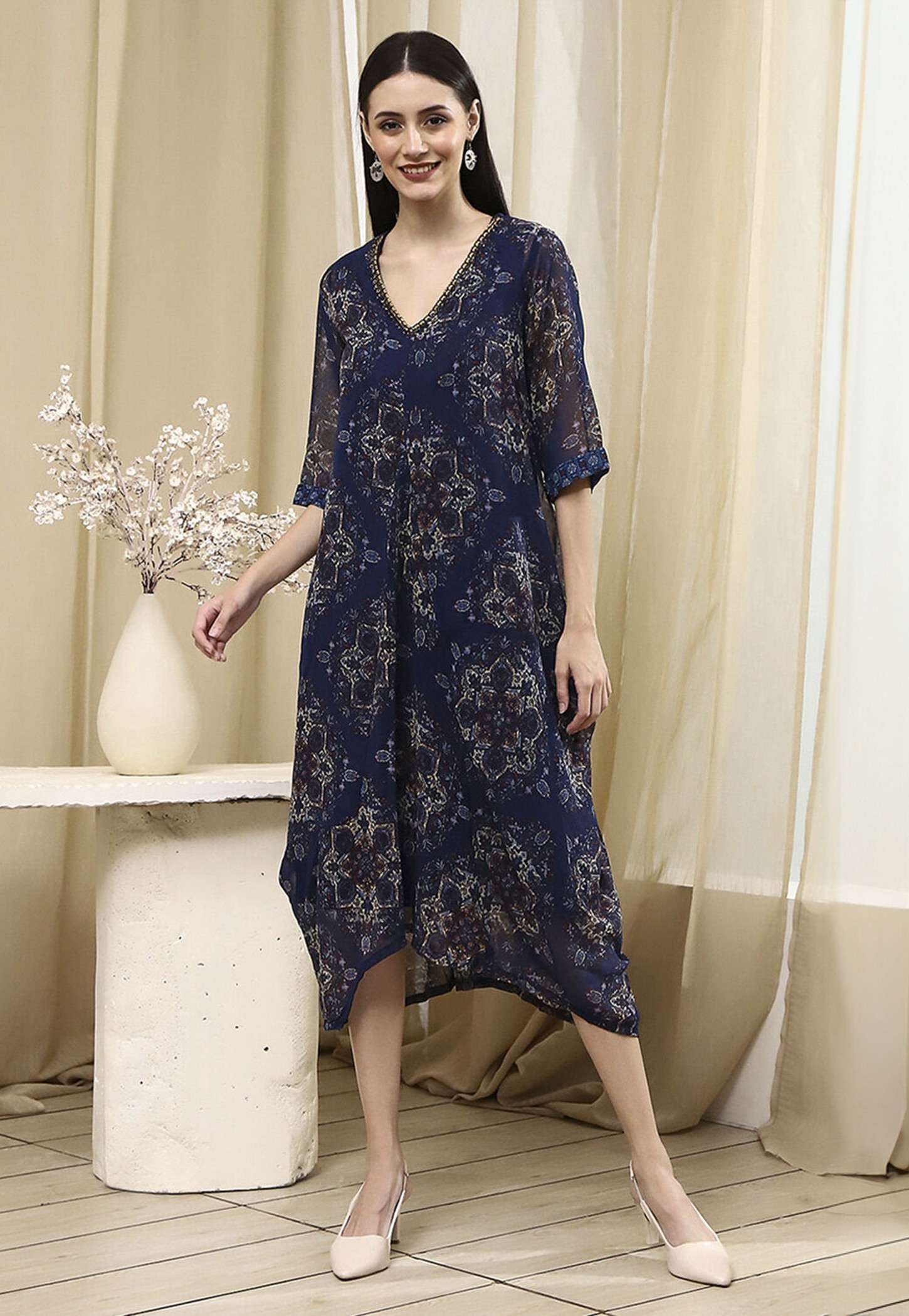BIBA Printed A-line Dress with Camisole-picture-18