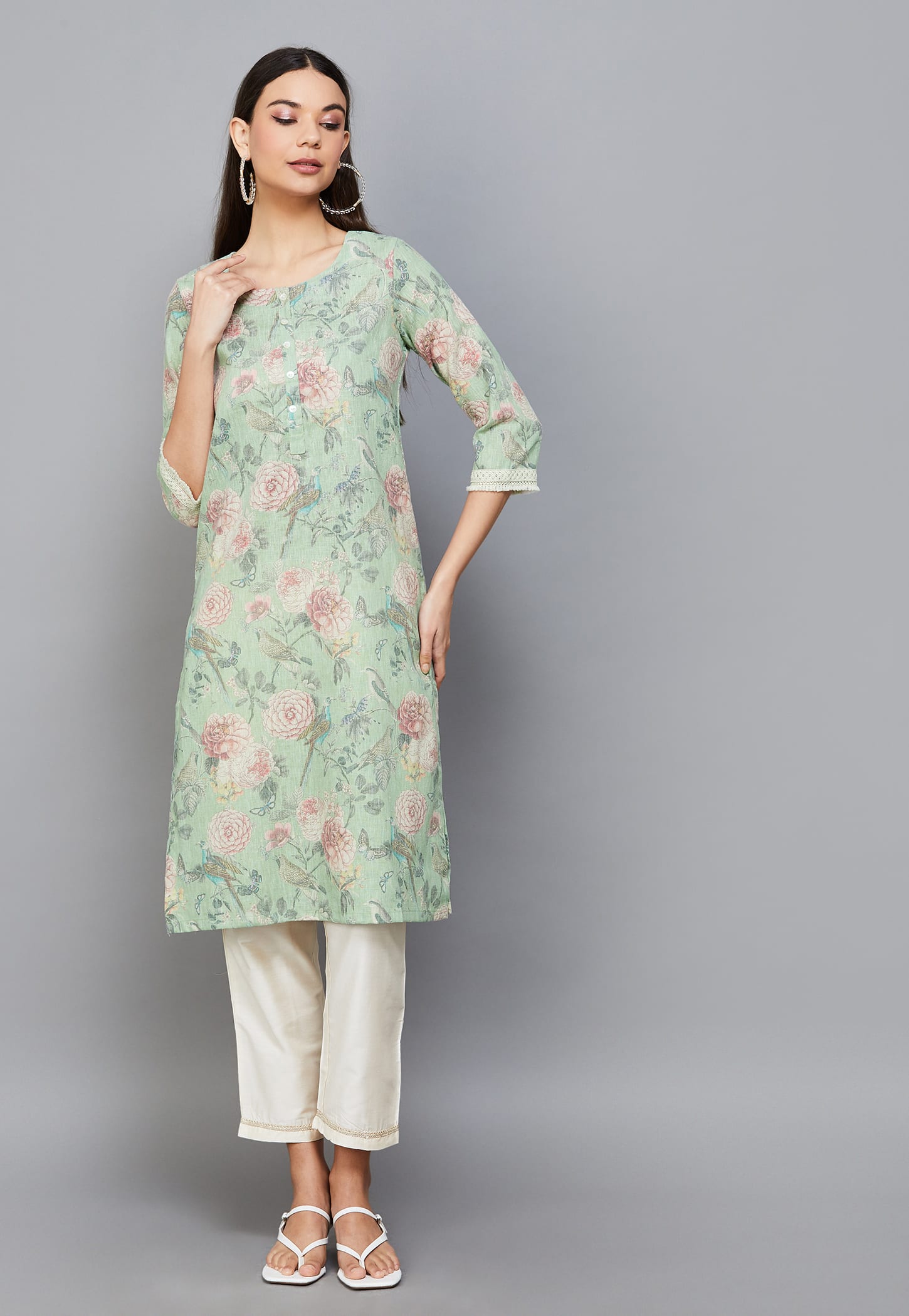 BIBA Floral Print Straight Kurta-picture-22