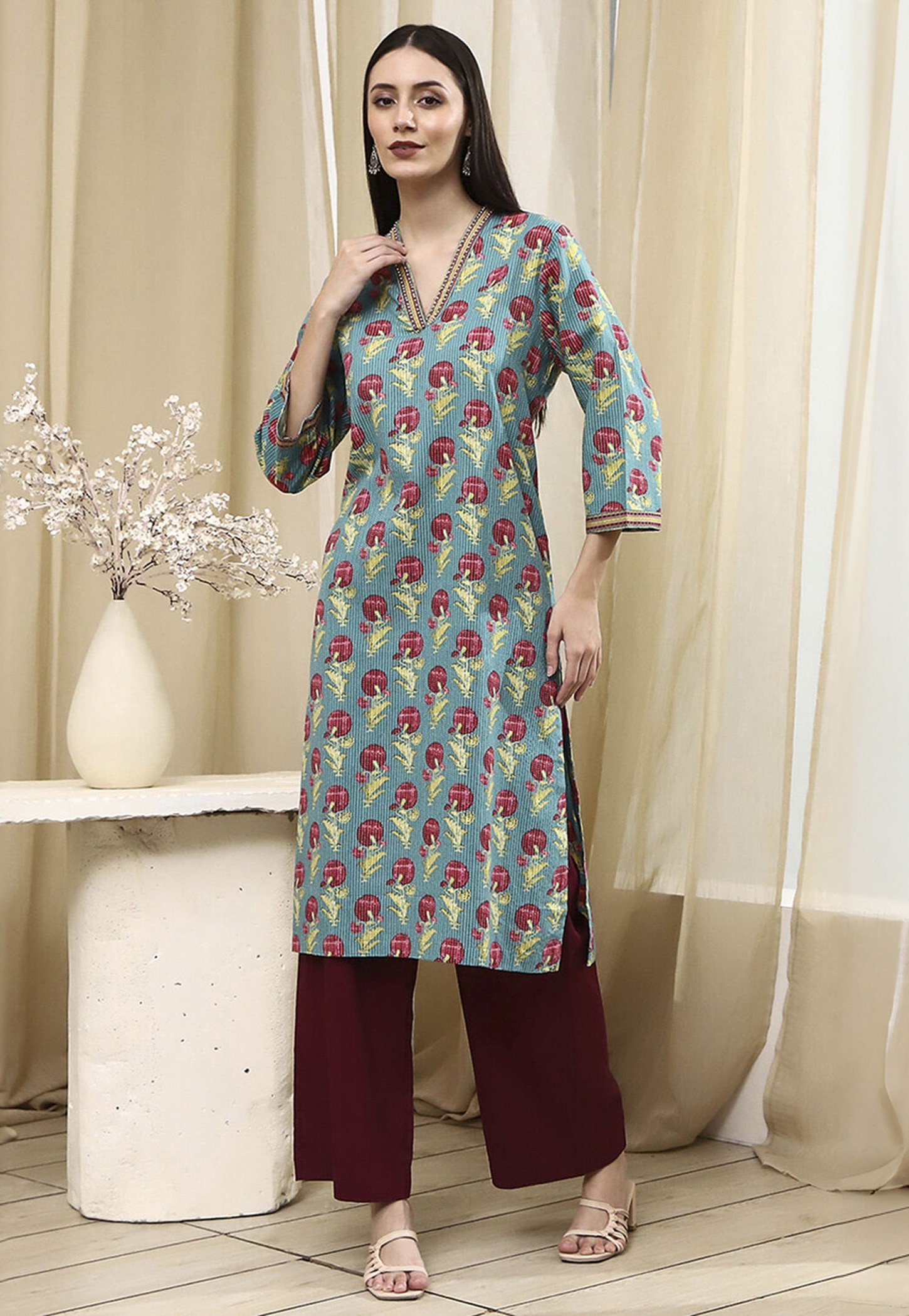 BIBA Floral Print Straight Kurta-picture-14
