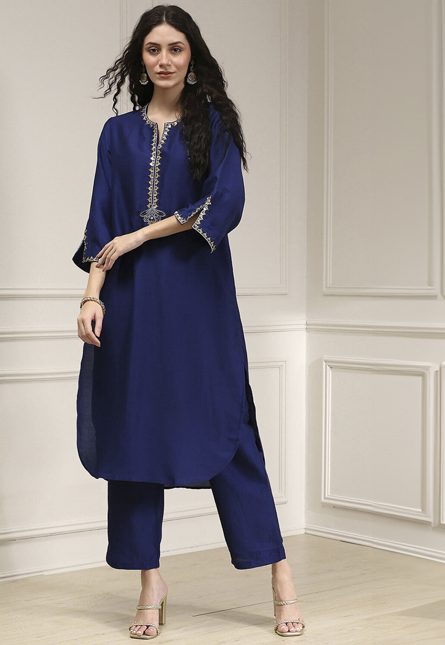 BIBA Sequin Embroidered Straight Kurta Set-picture-16