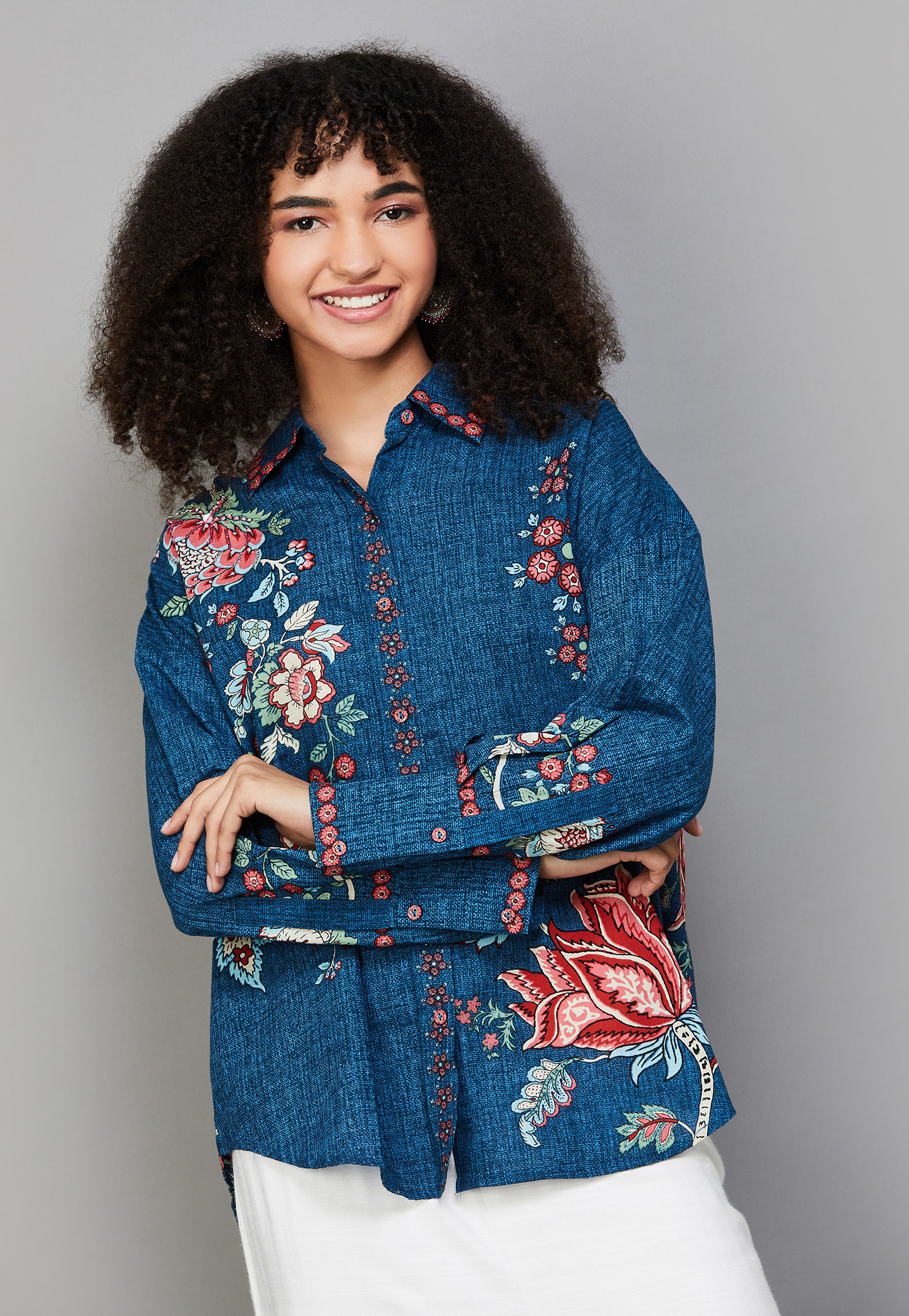 BIBA Floral Print Tunic with High Low Hem-picture-44