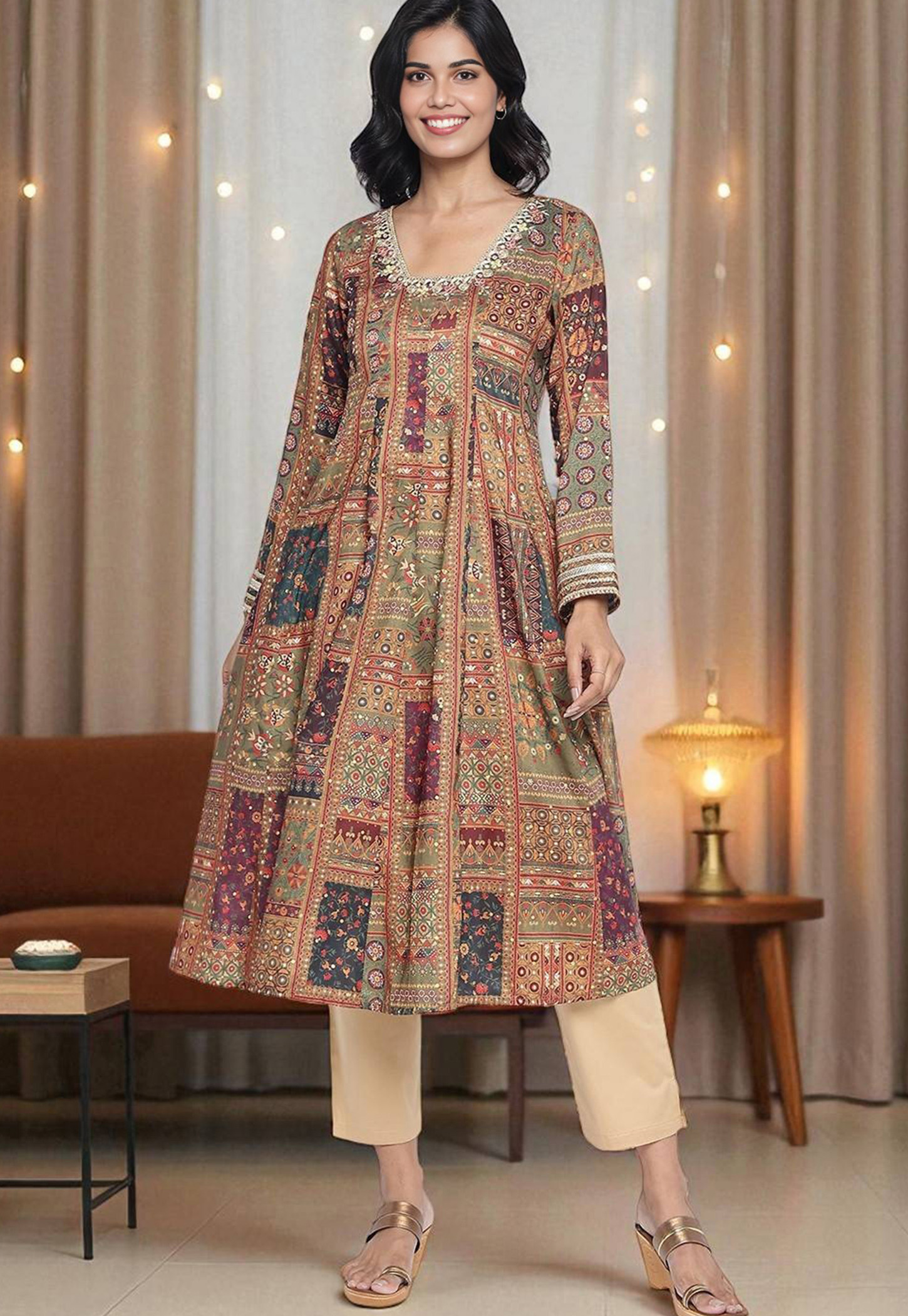 AURELIA Printed Anarkali Kurta-image-3
