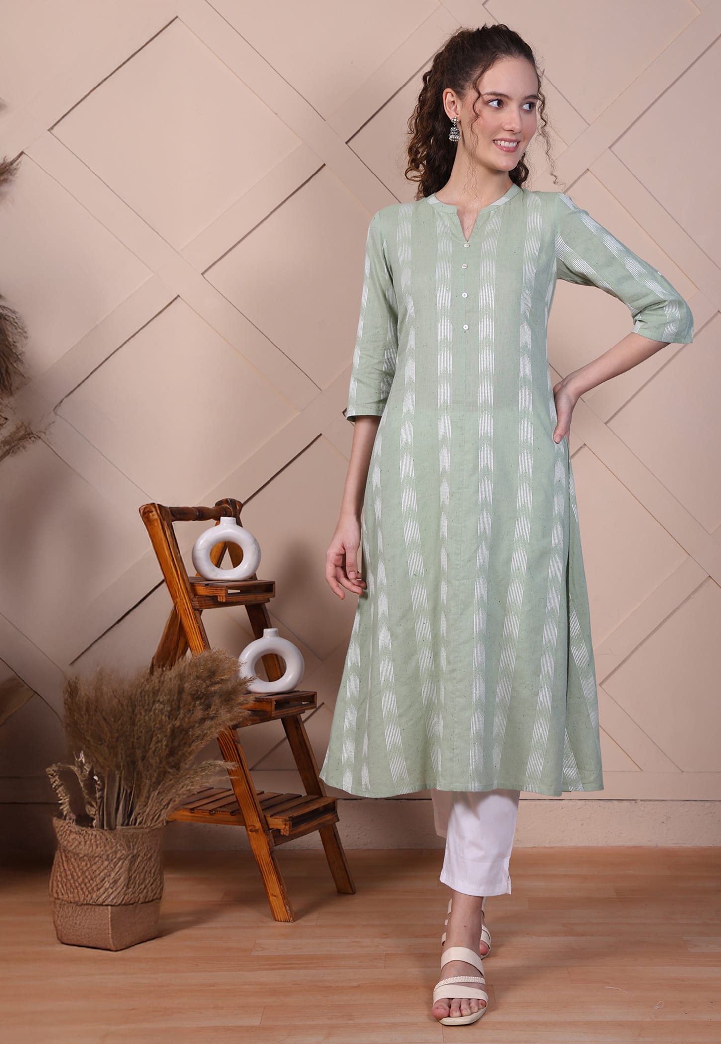 AURELIA Striped A-line Kurta-image-31