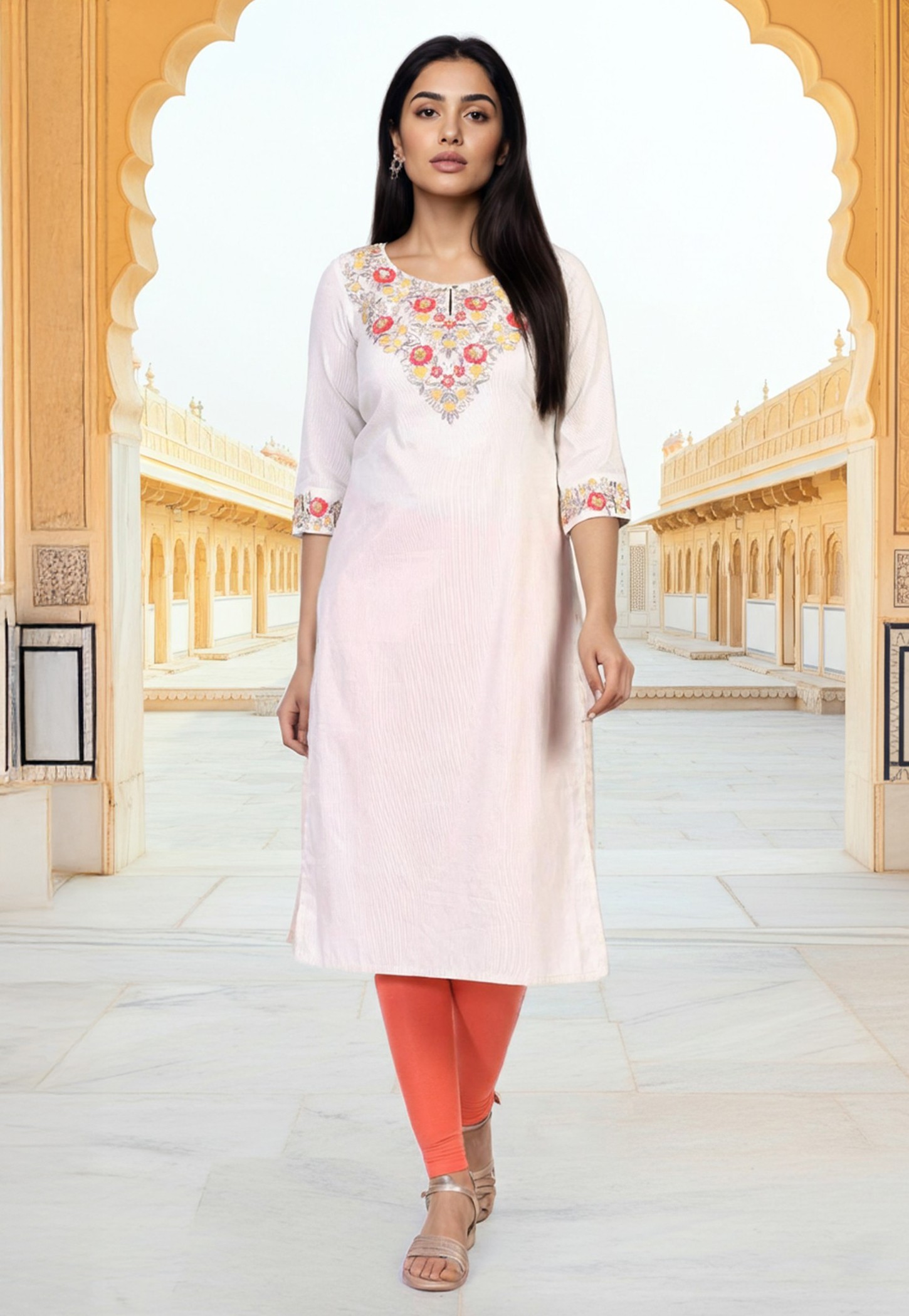 AURELIA Embroidered Yoke Straight Kurta-picture-17