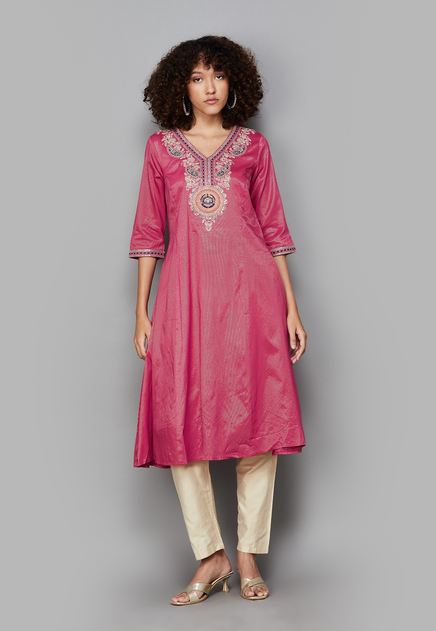 AURELIA Embroidered A-line Kurta-image-48