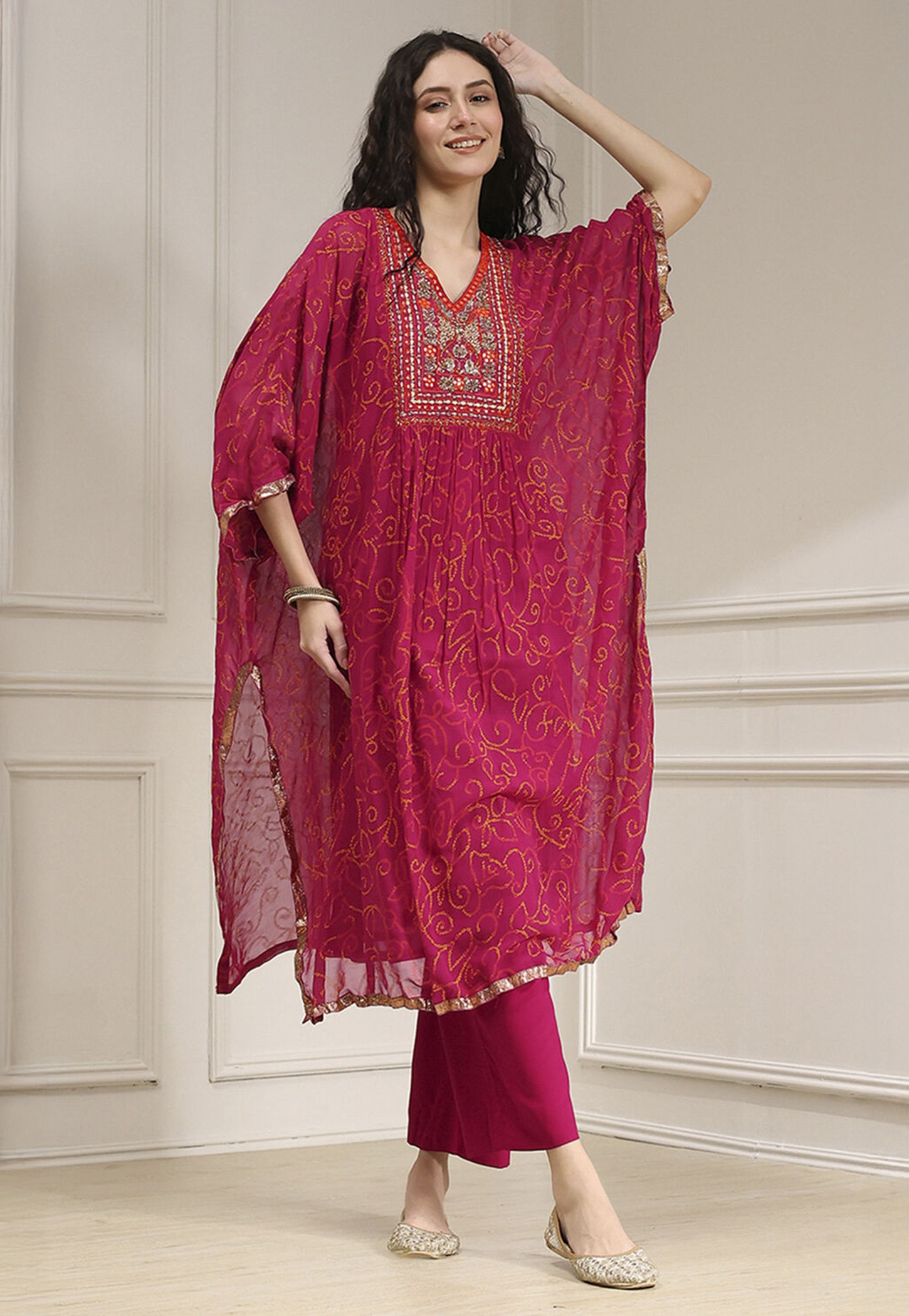 BIBA Embroidered Kaftan Kurta Set-picture-29