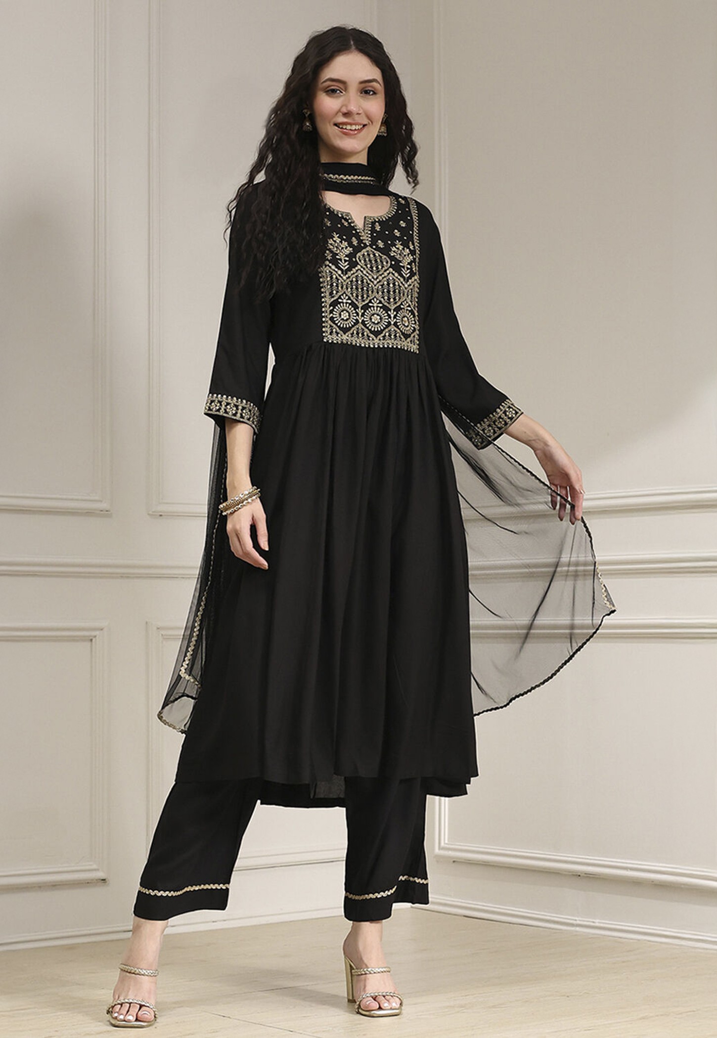 BIBA Embroidered A-Line Kurta Set-picture-13