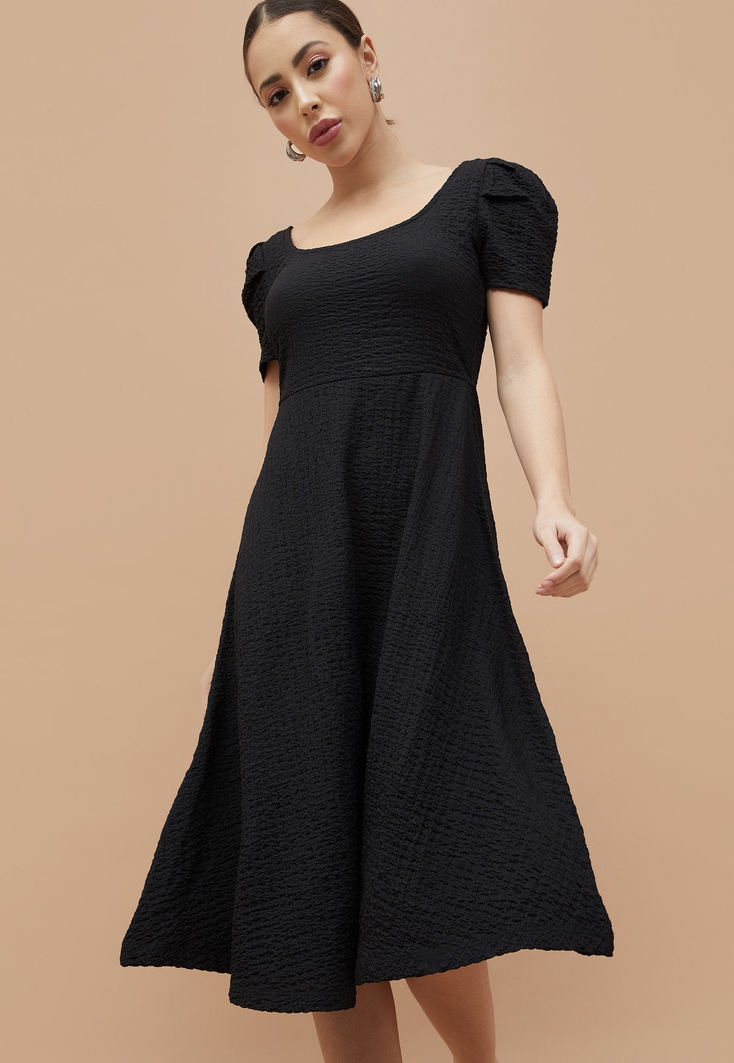 CODE Textured Midi Dress-image-33