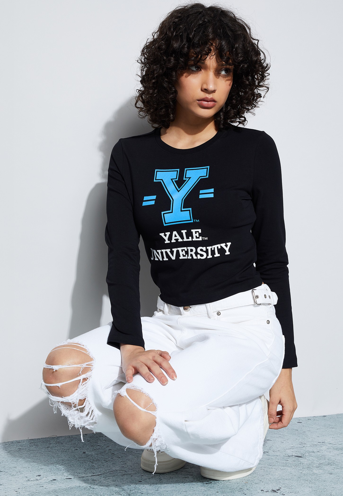 GINGER Printed Full Sleeve Crop T-shirt-image-4