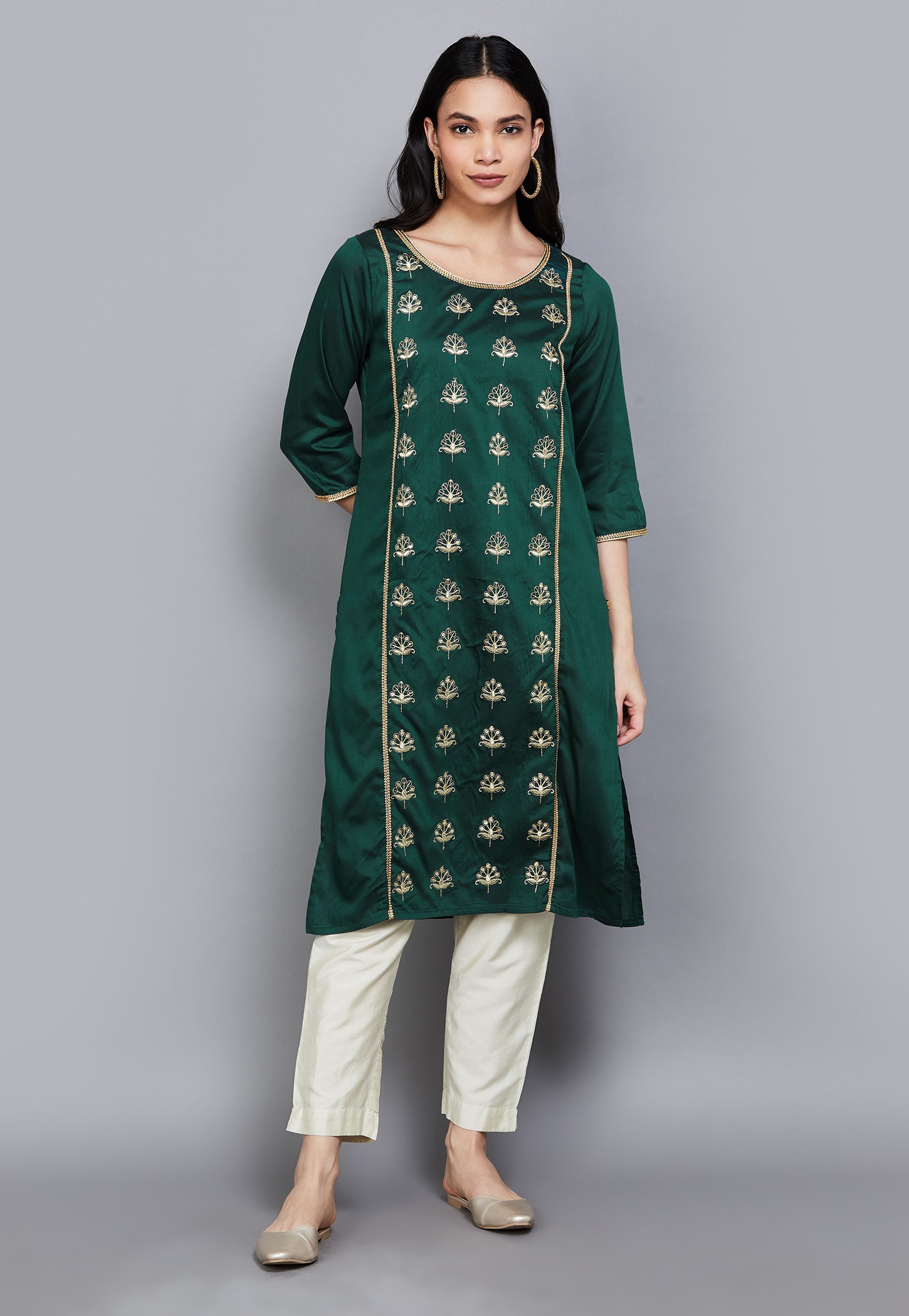 AURELIA Embroidered Straight Kurta-image-26