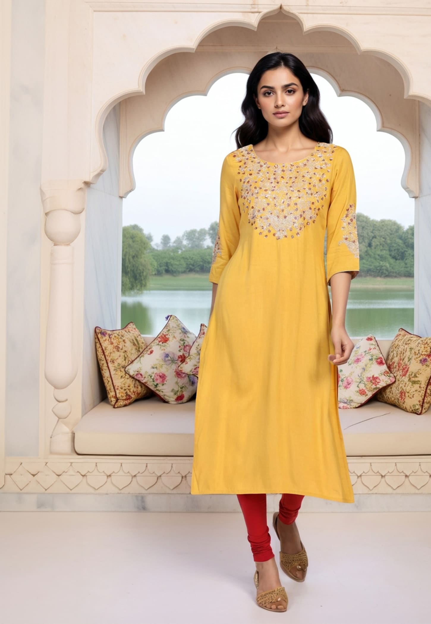 AURELIA Sequin Embellished Straight Kurta-picture-13