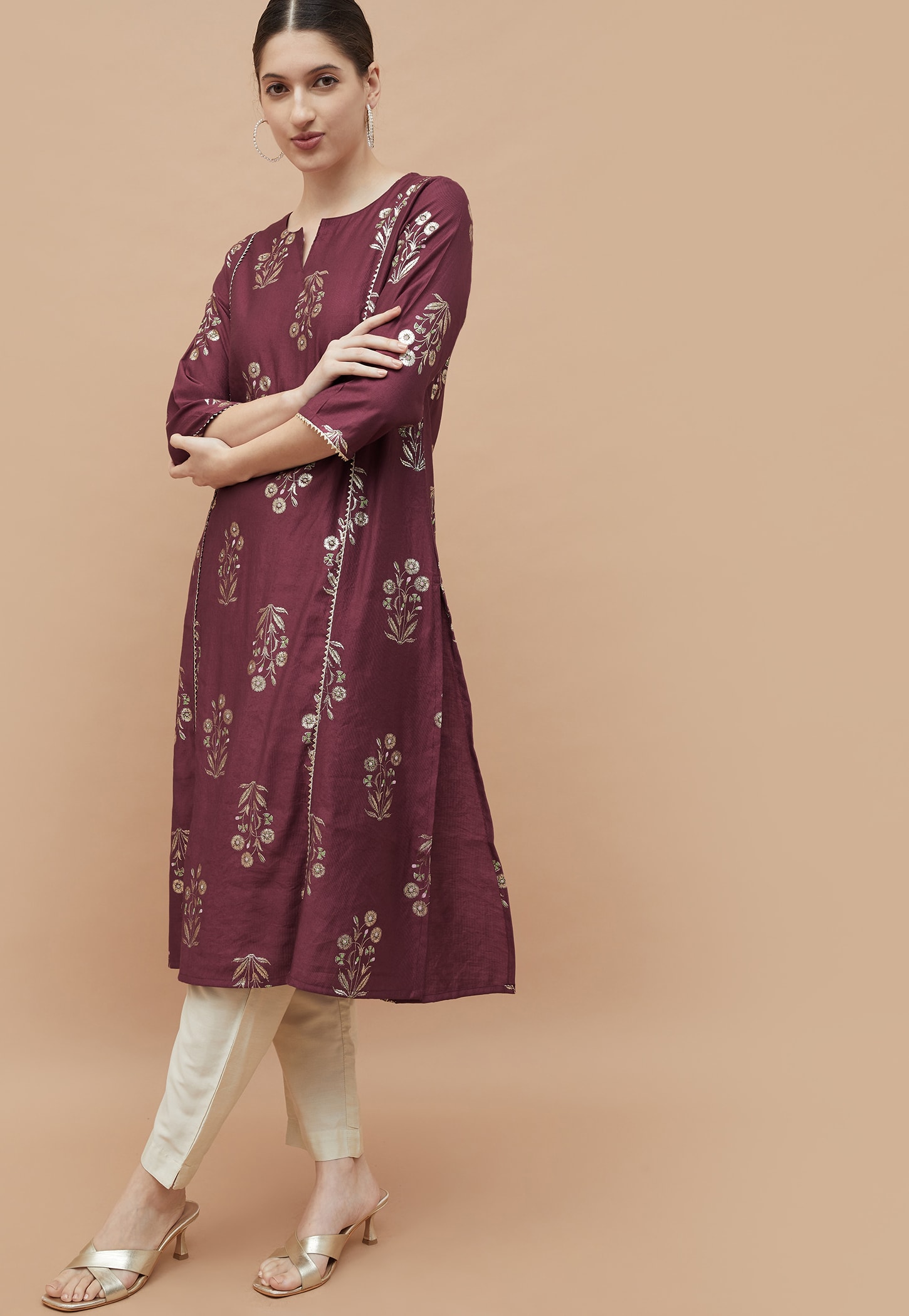 MELANGE Foil Print Straight Kurta-picture-54