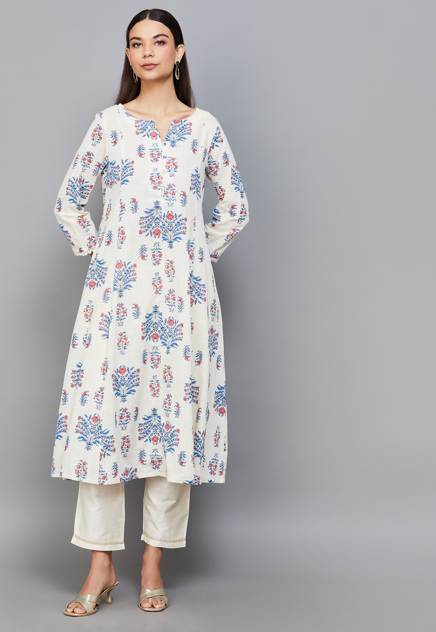 W Floral Print A-line Kurta-image-23