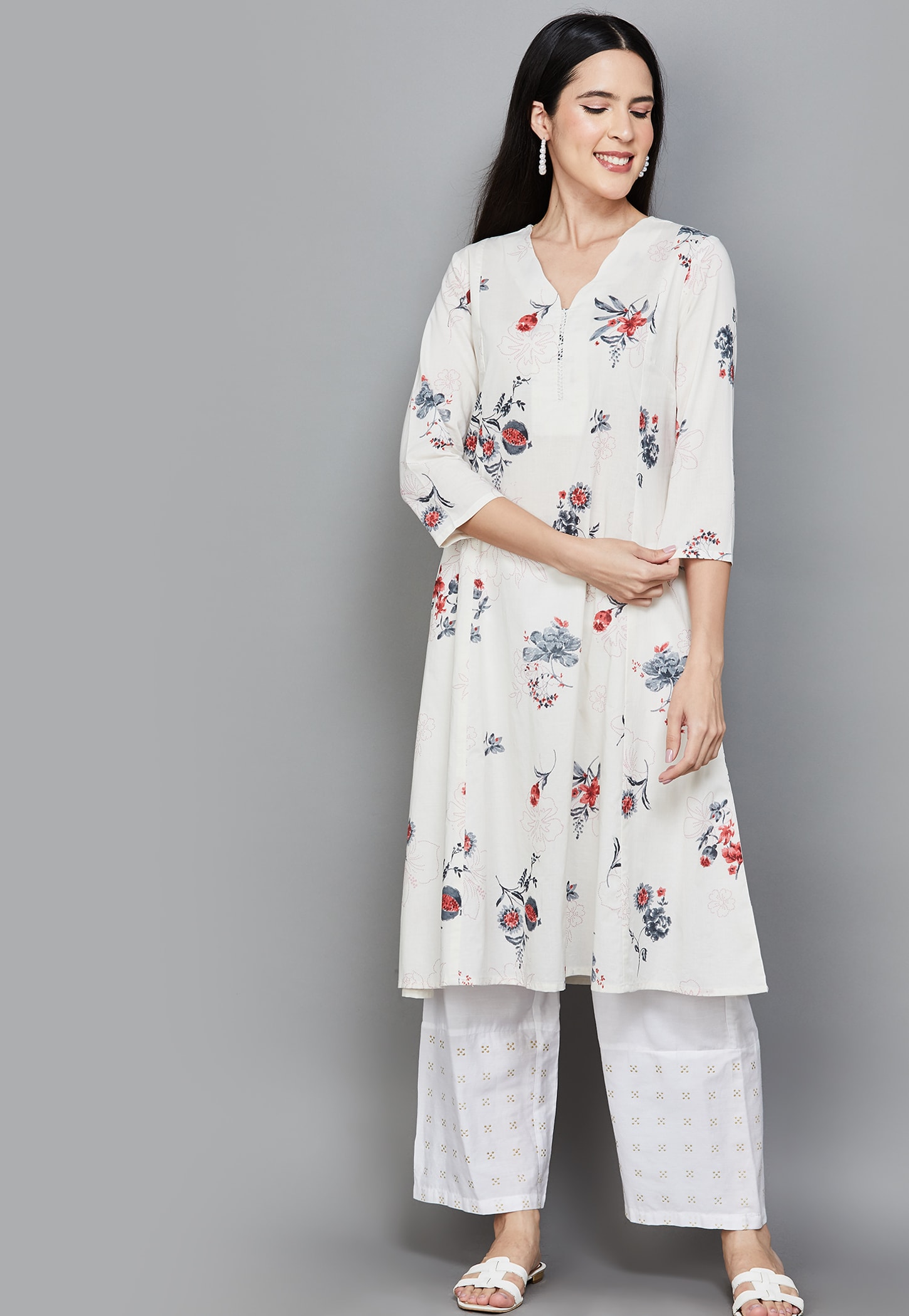 W Floral Print A-line Kurta-image-48