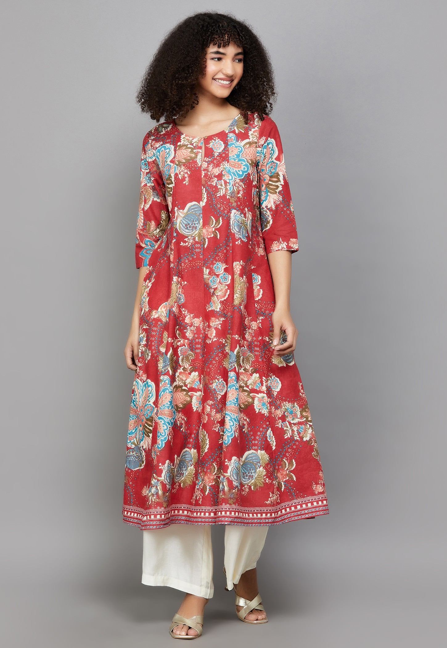 W Floral Print Flared Kurta-picture-35