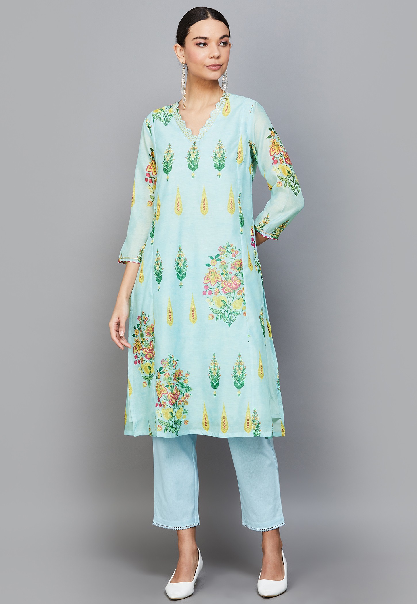 W Floral Print A-line Kurta-picture-27
