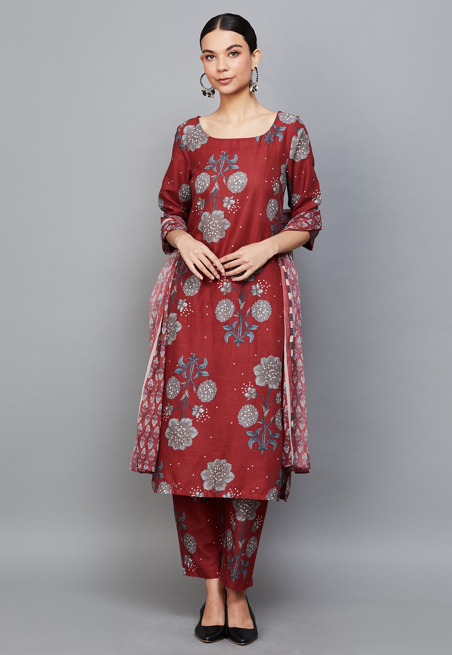 W Floral Print Straight Kurta Set-picture-38