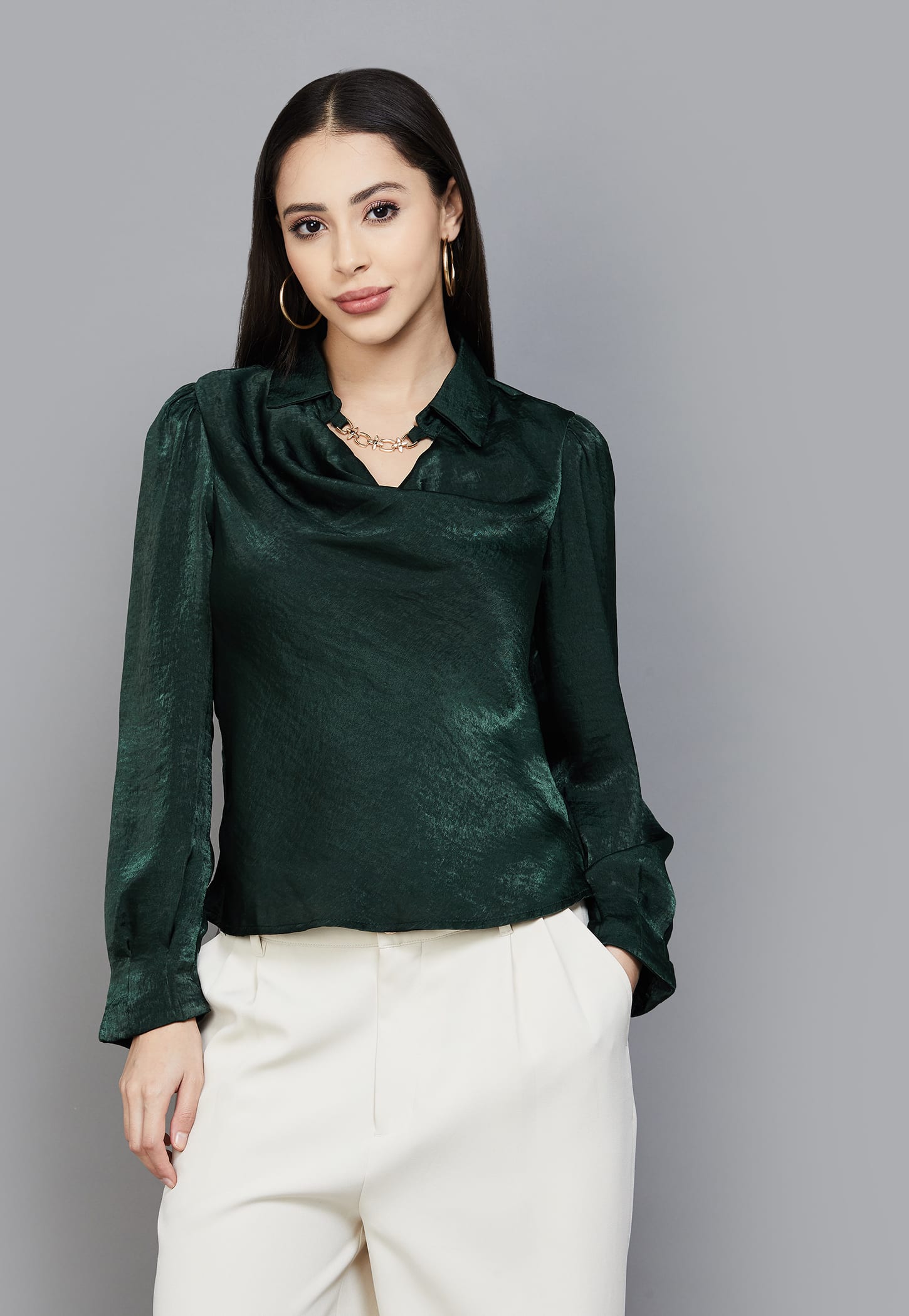 LATIN QUARTERS Solid Collared Top-picture-17