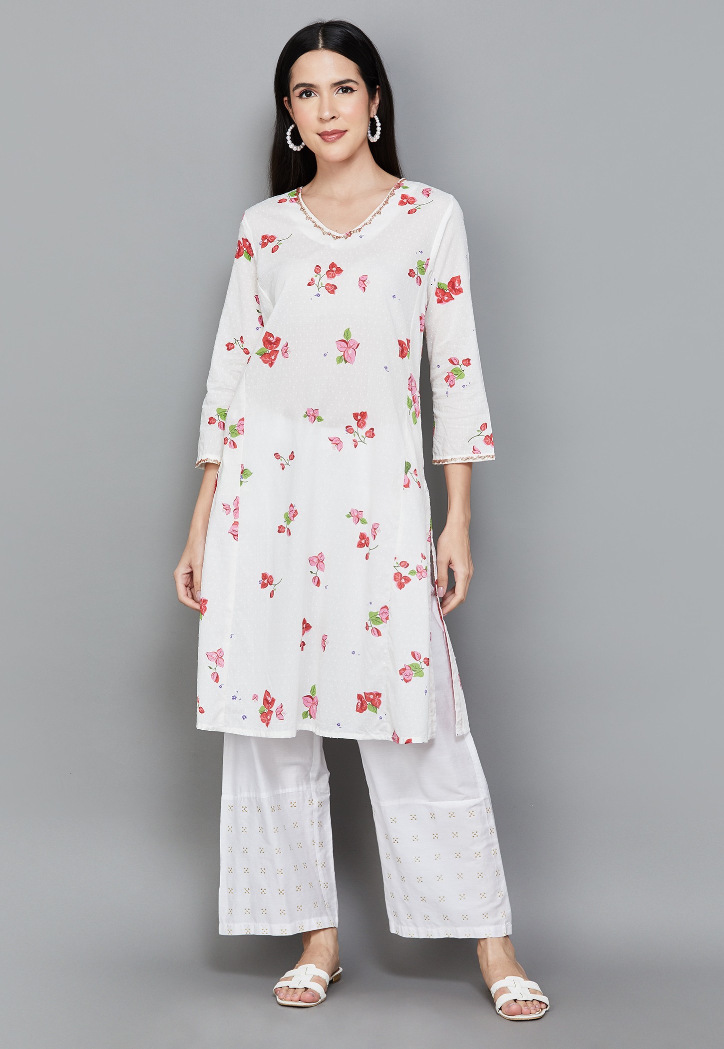 W Floral Print Straight Kurta-picture-16
