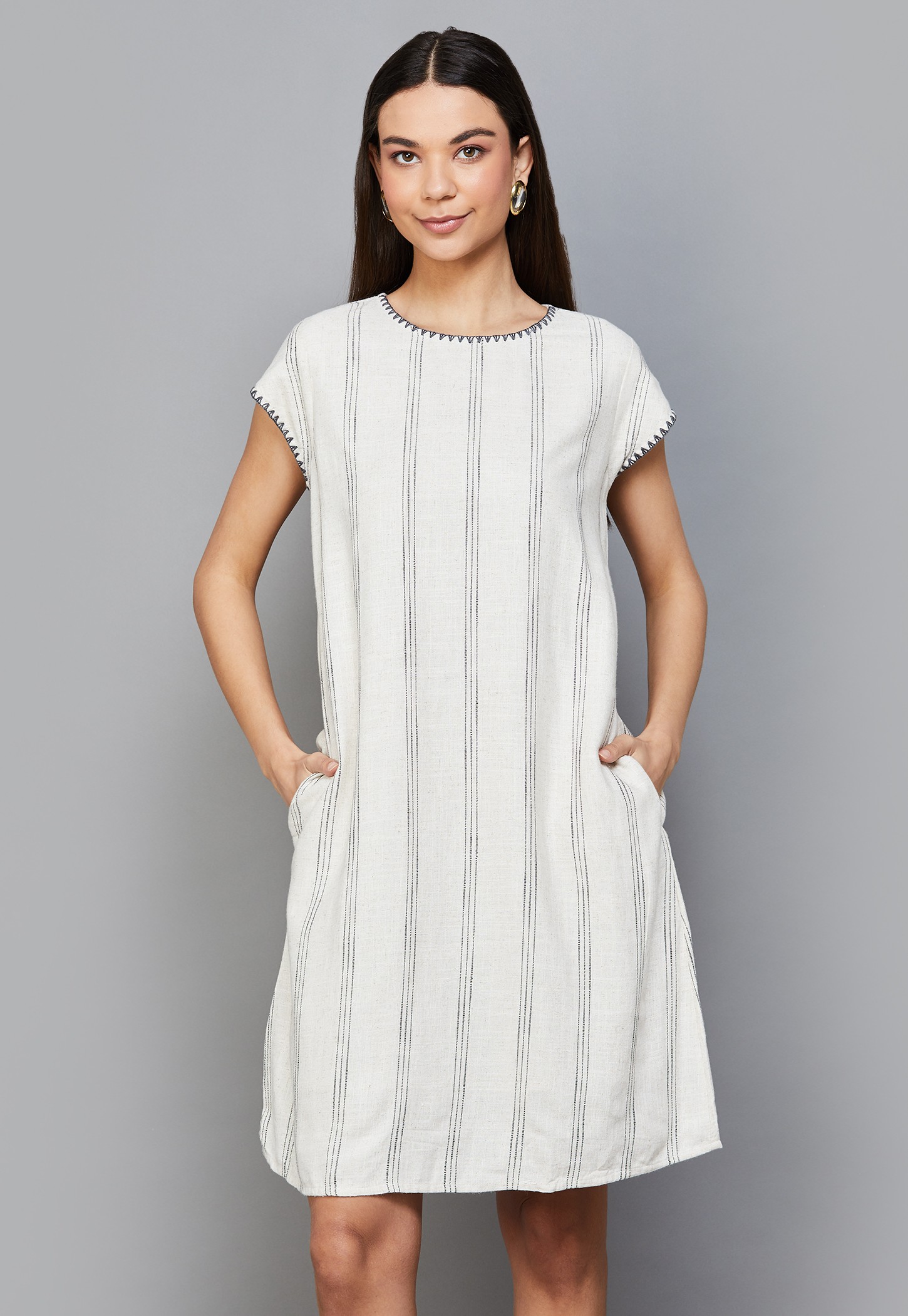 AND Striped A-line Dress-image-26