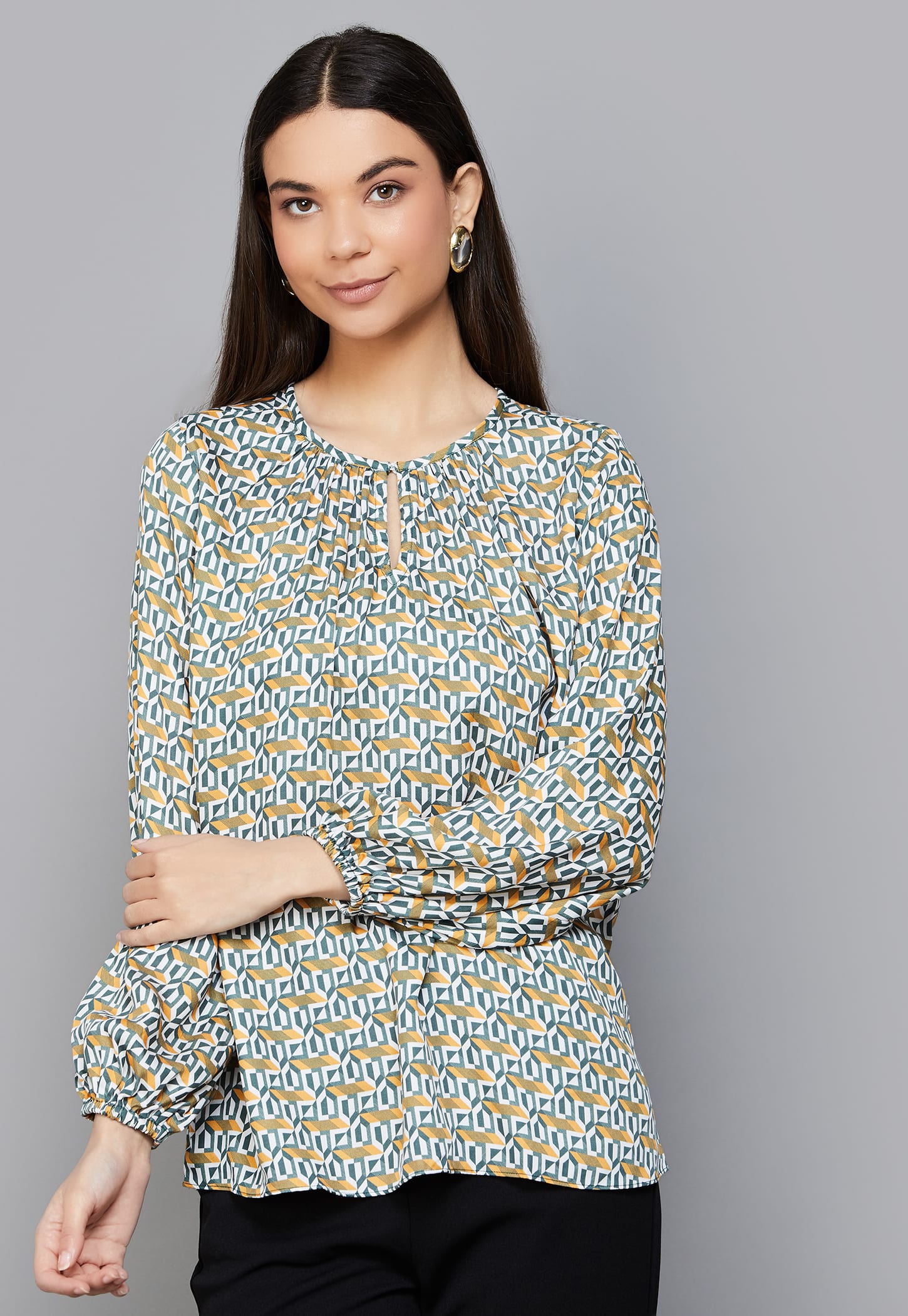 AND Geometric Print Top-picture-52