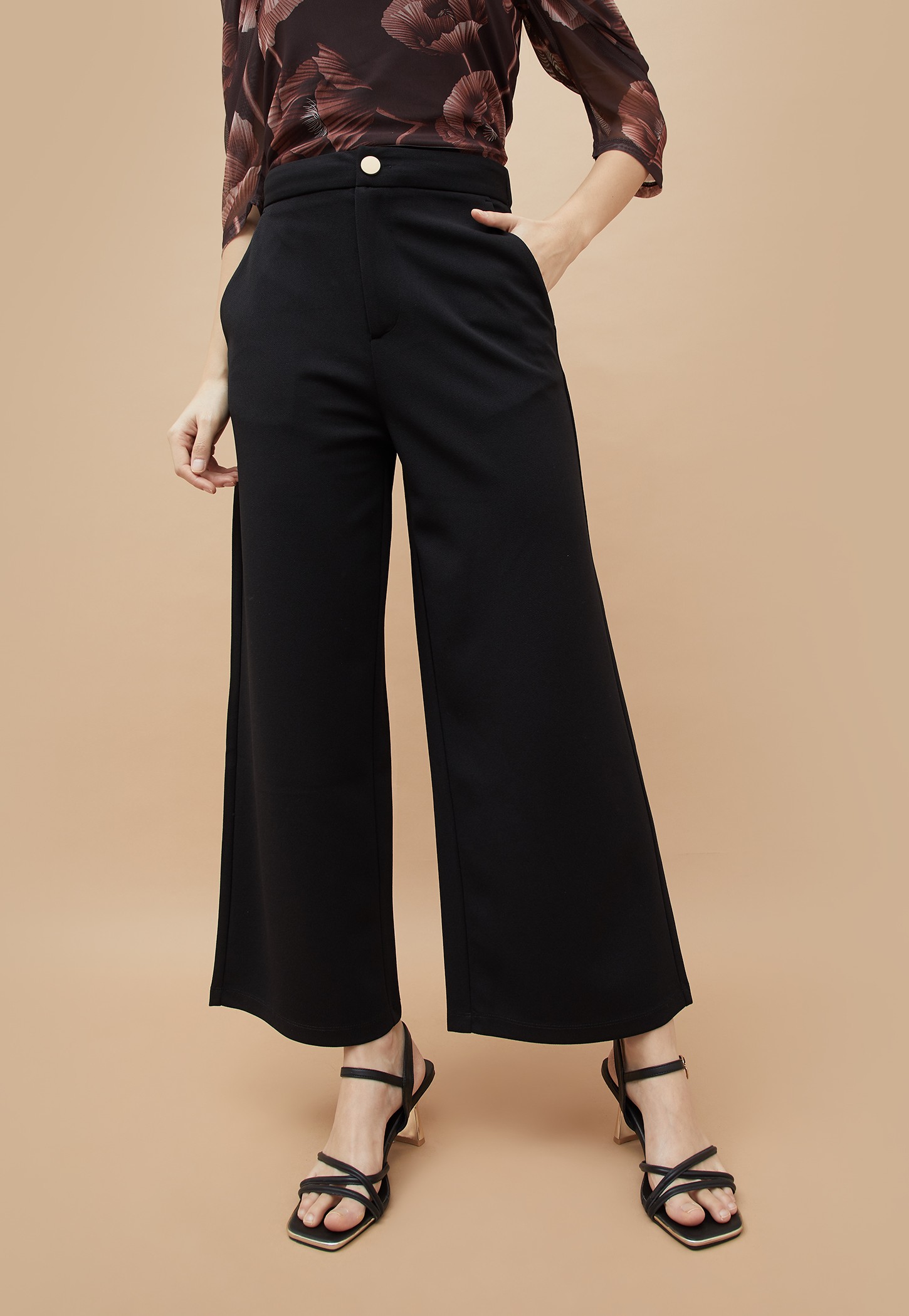 CODE Solid Wide-Leg Trousers-picture-31
