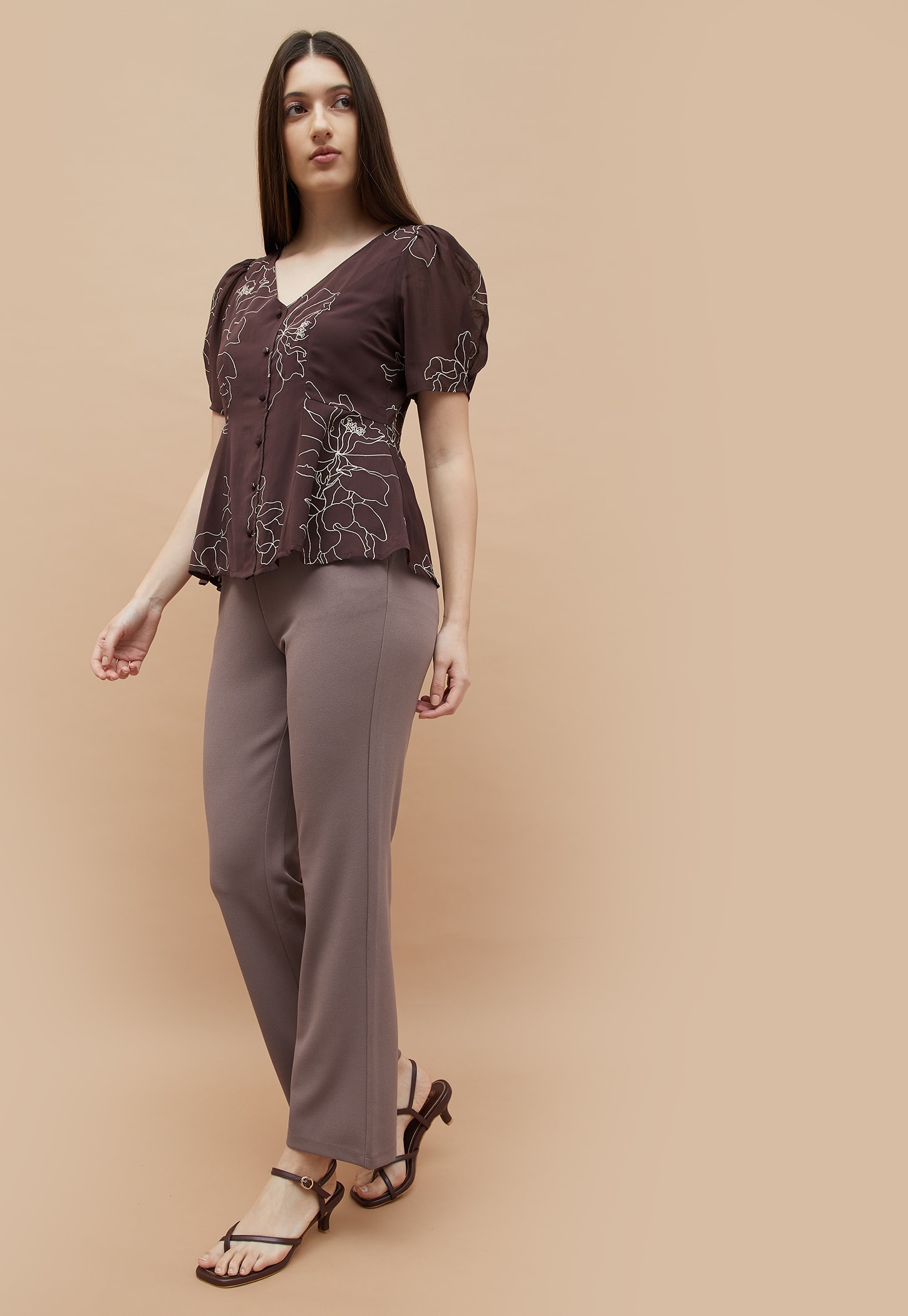 CODE Textured Bootcut Fit Trousers-picture-53