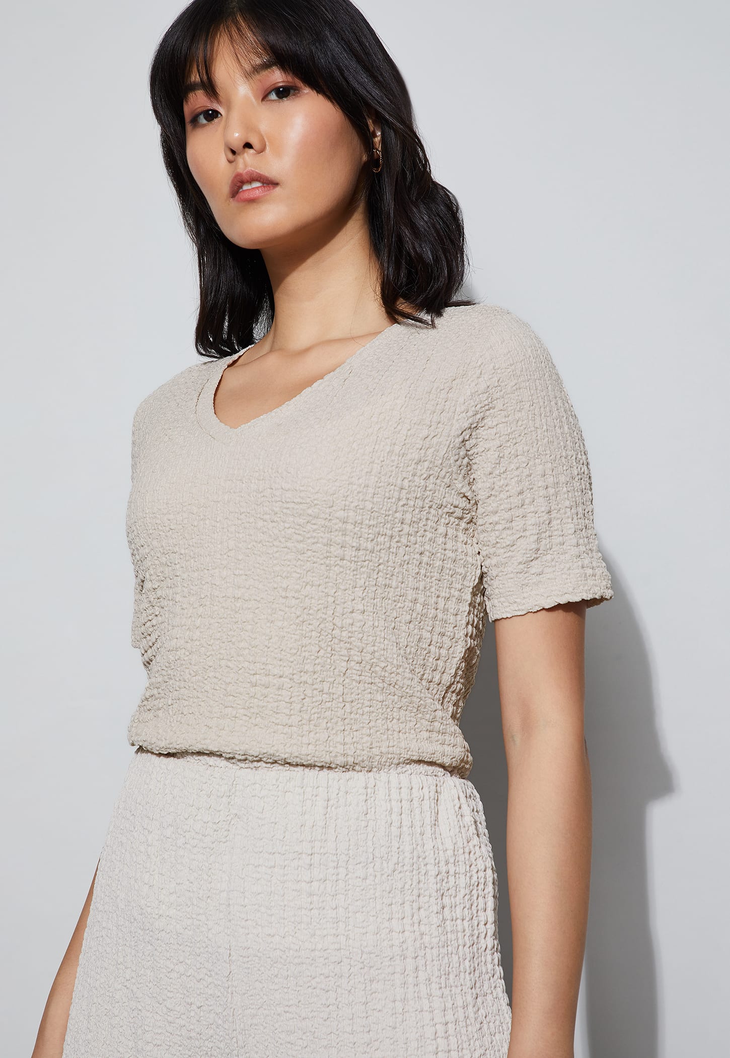 CODE Textured V-neck Top-picture-36