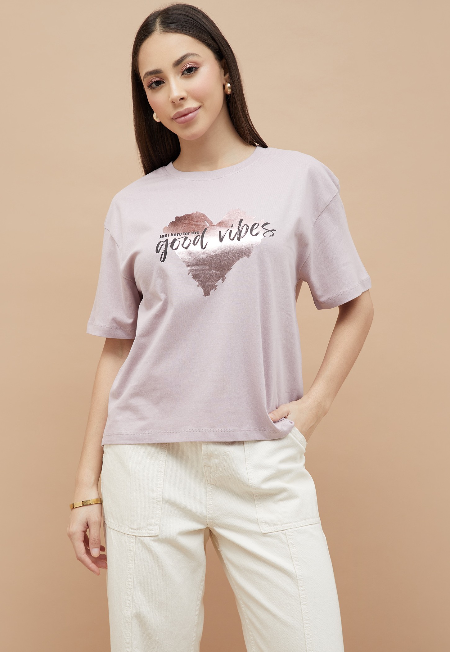 FAME FOREVER Metallic Print T-shirt-image-20