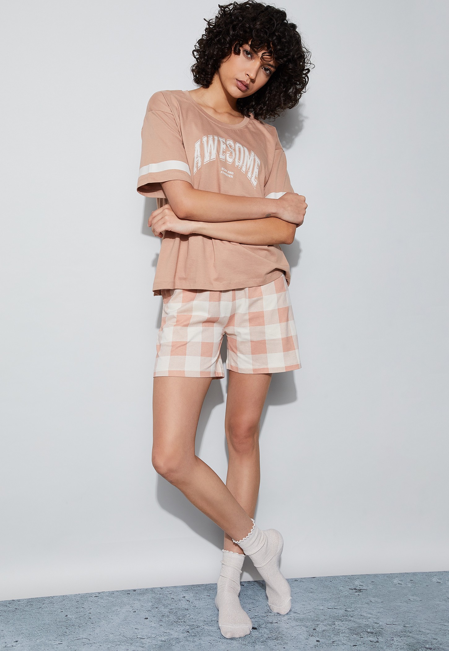 GINGER Checked Elasticated Shorts-picture-25