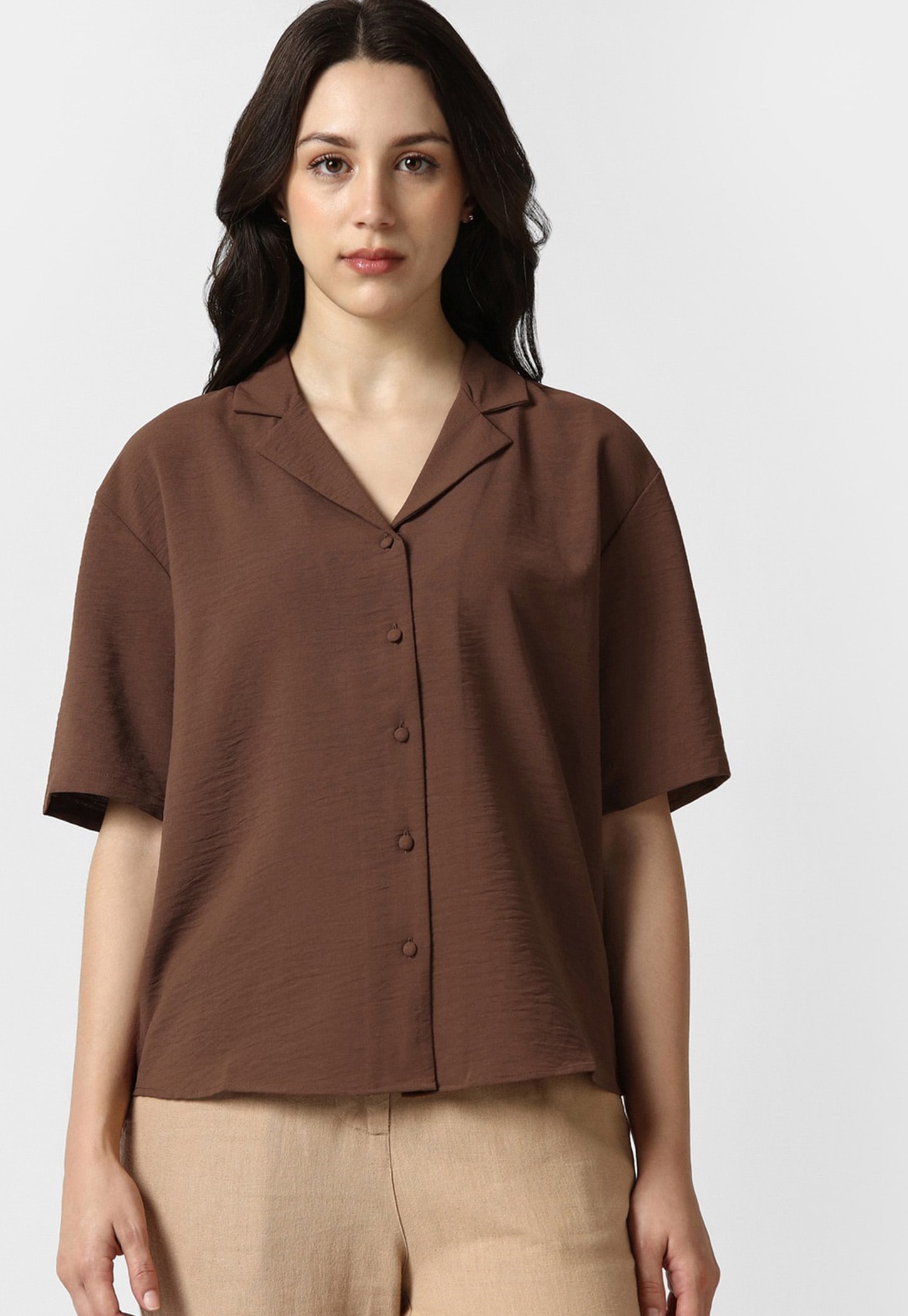 VAN HEUSEN Cuban Collar Solid Shirt-image-12