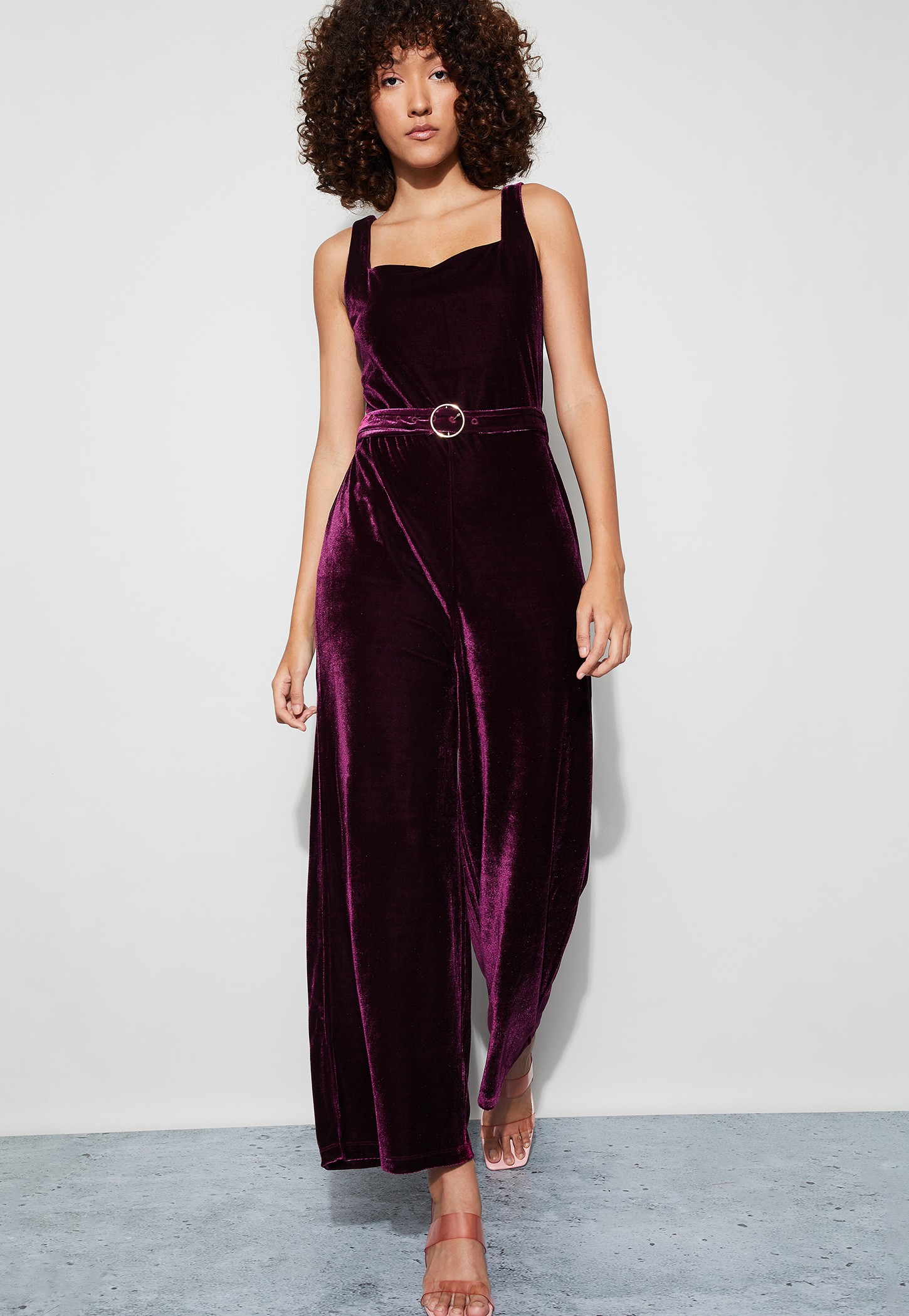 CODE Velvet Belted Jumpsuit-picture-48