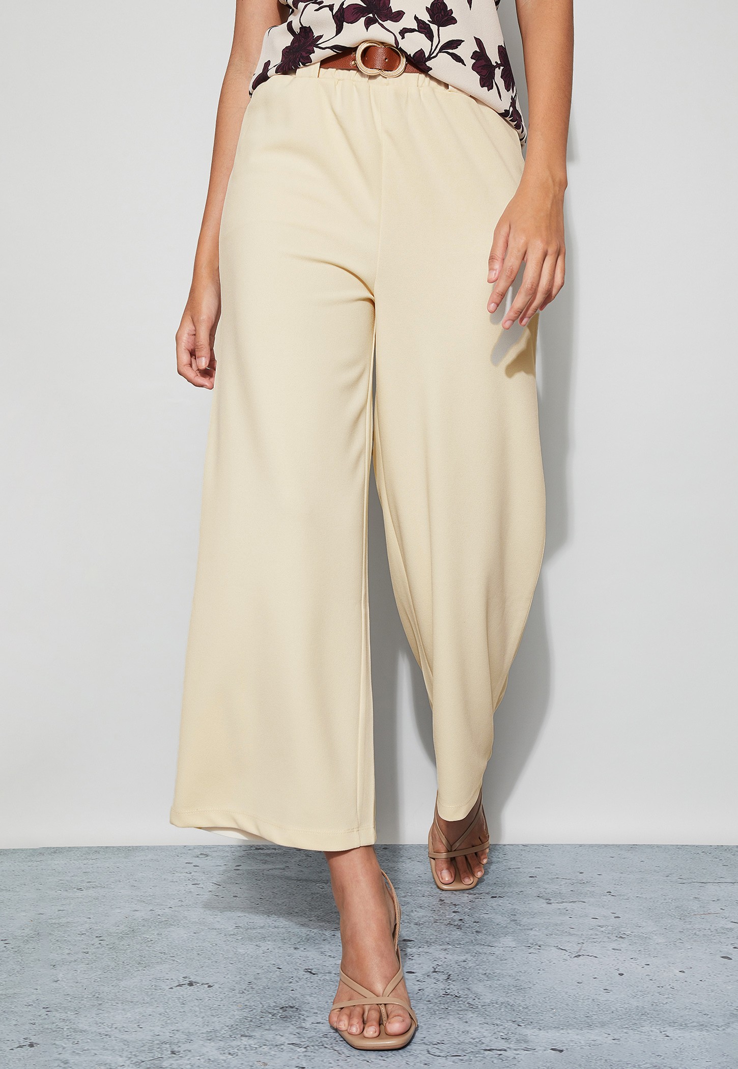 CODE Woven Wide Leg Trousers with Belt-picture-27