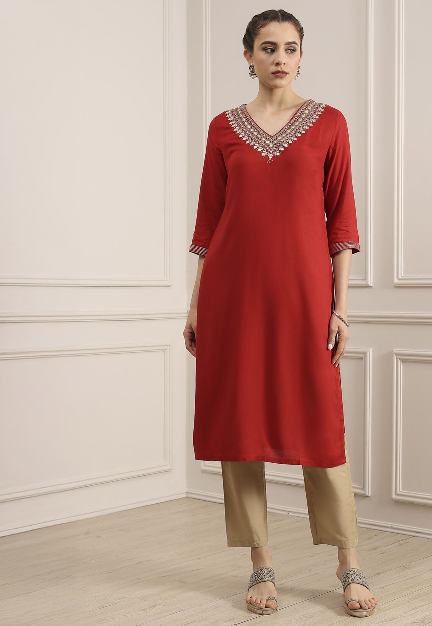 BIBA Embellished Straight Kurta-picture-17