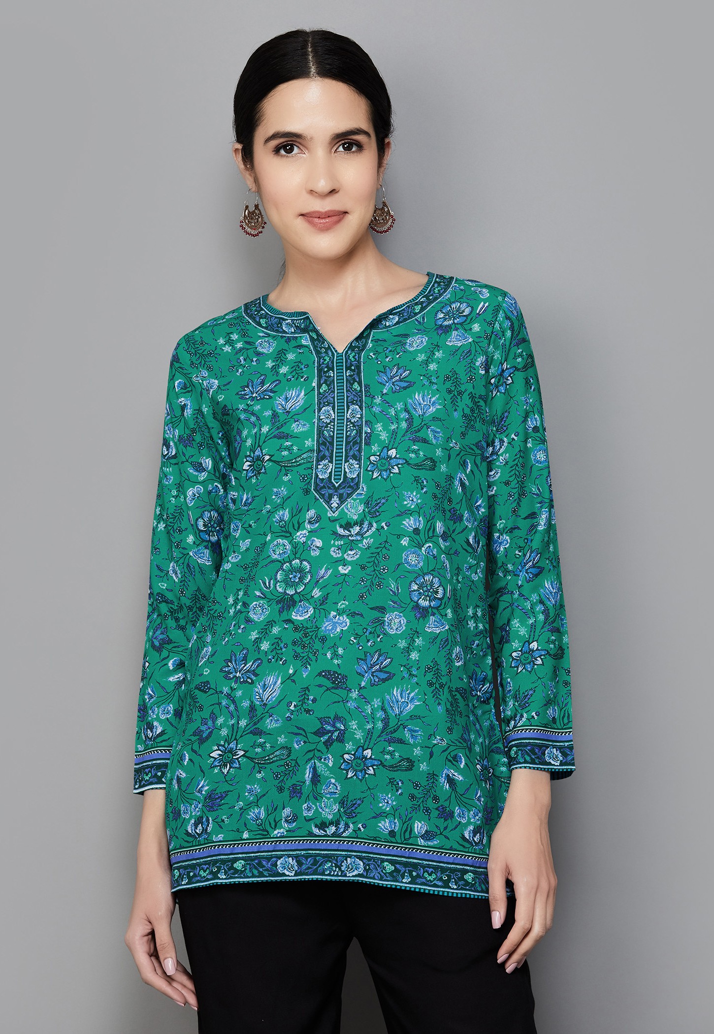 BIBA Floral Printed Straight Short Kurti-picture-25