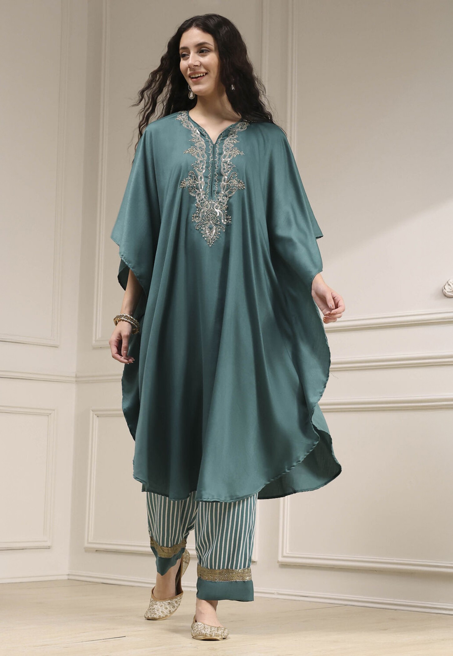 BIBA Embroidered Kaftan Kurta Set-picture-21