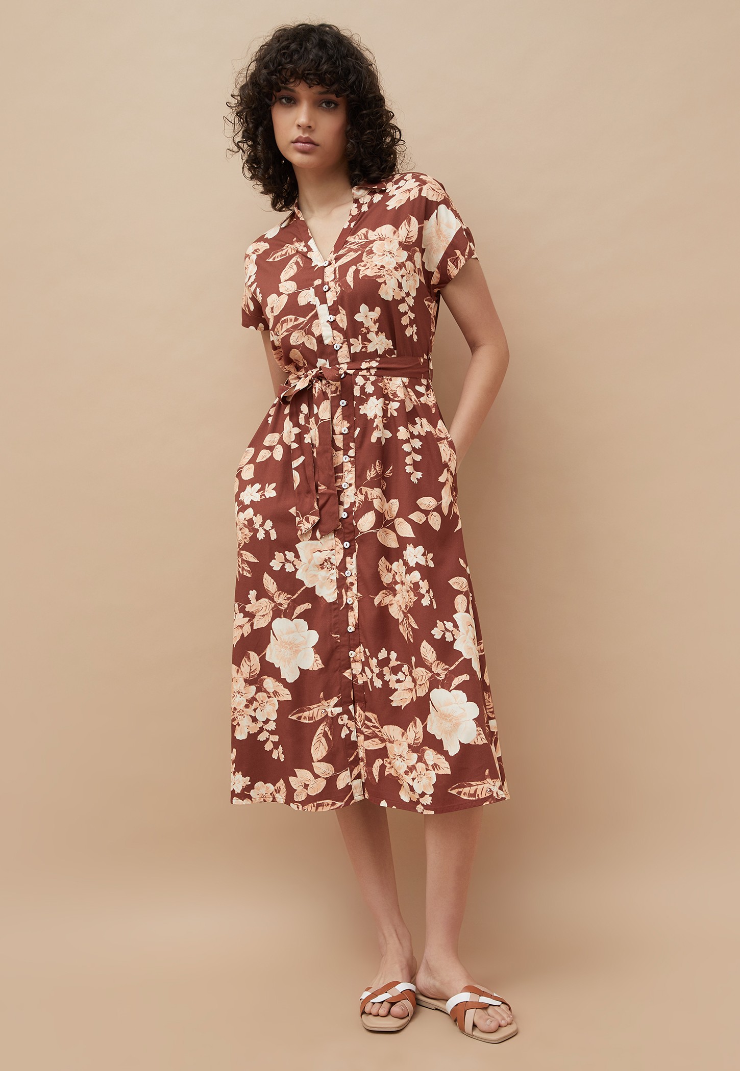 COLOUR ME Floral Print Shirt Dress