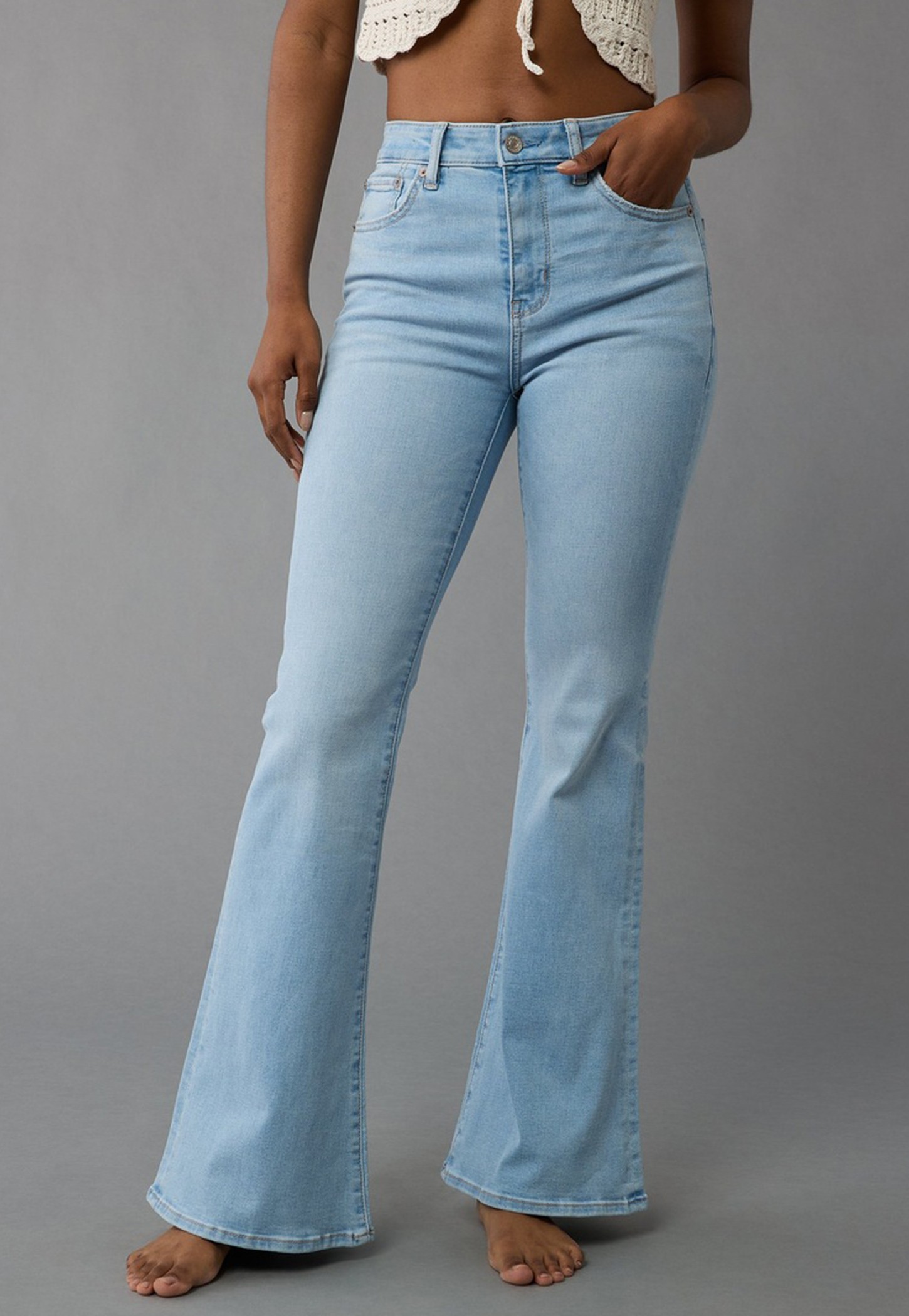 AMERICAN EAGLE Light Wash Flared Fit Jeans-picture-33