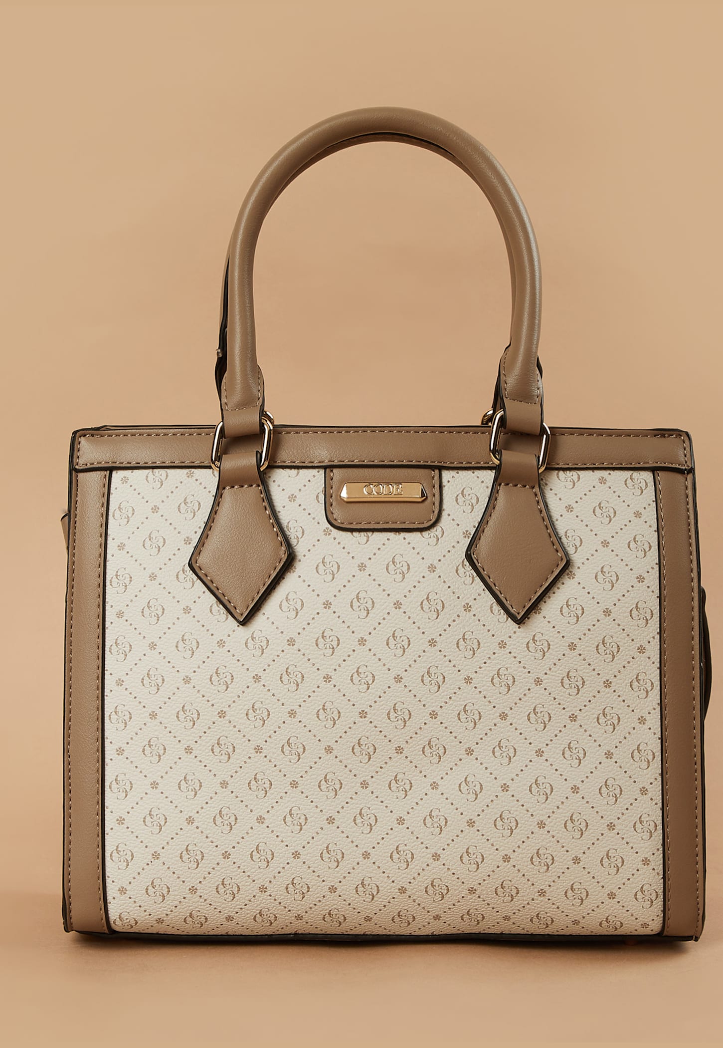 CODE Monogram Print Handheld Bag-image-12