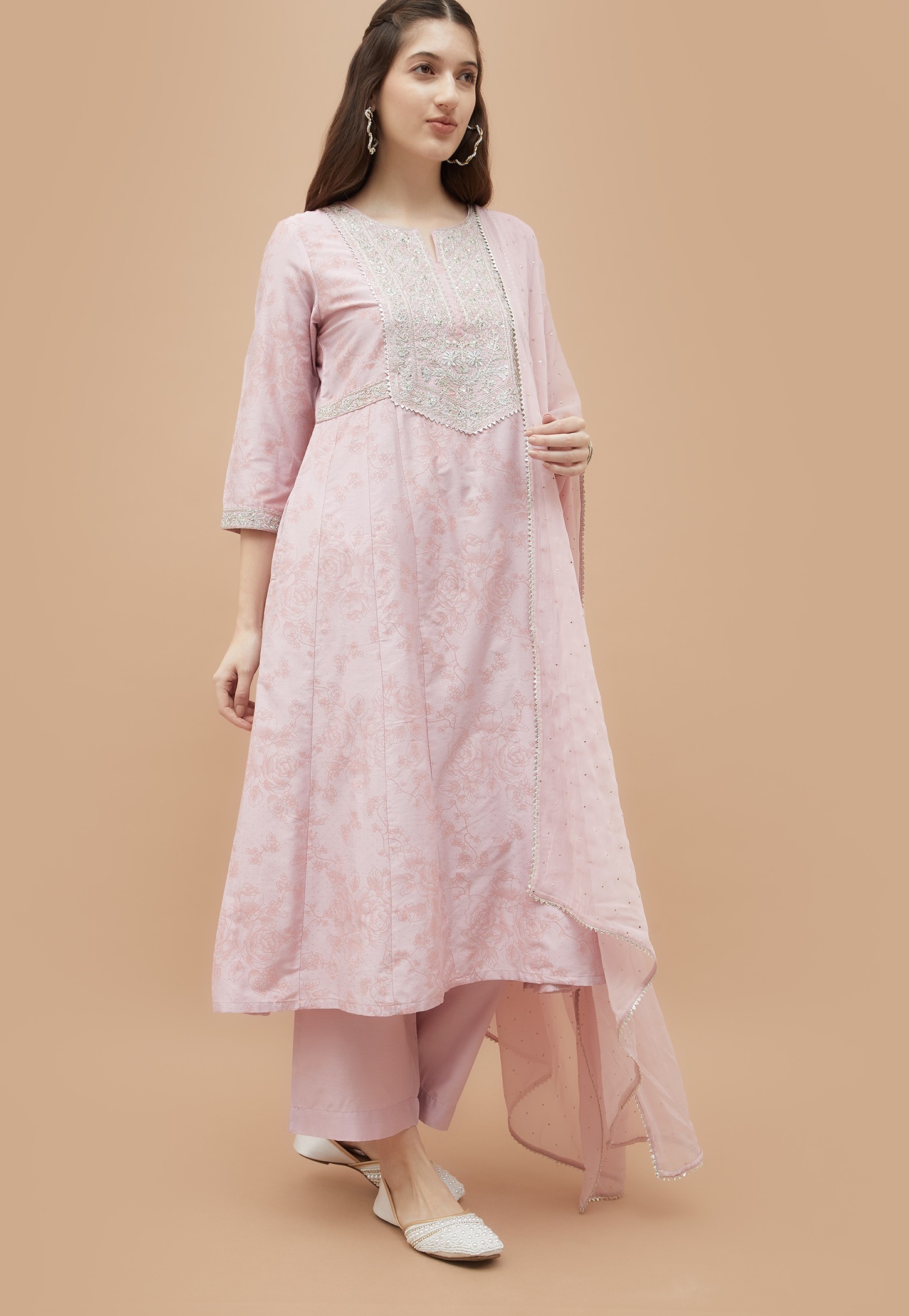 MELANGE Floral Print Kalidar Kurta Set-picture-56