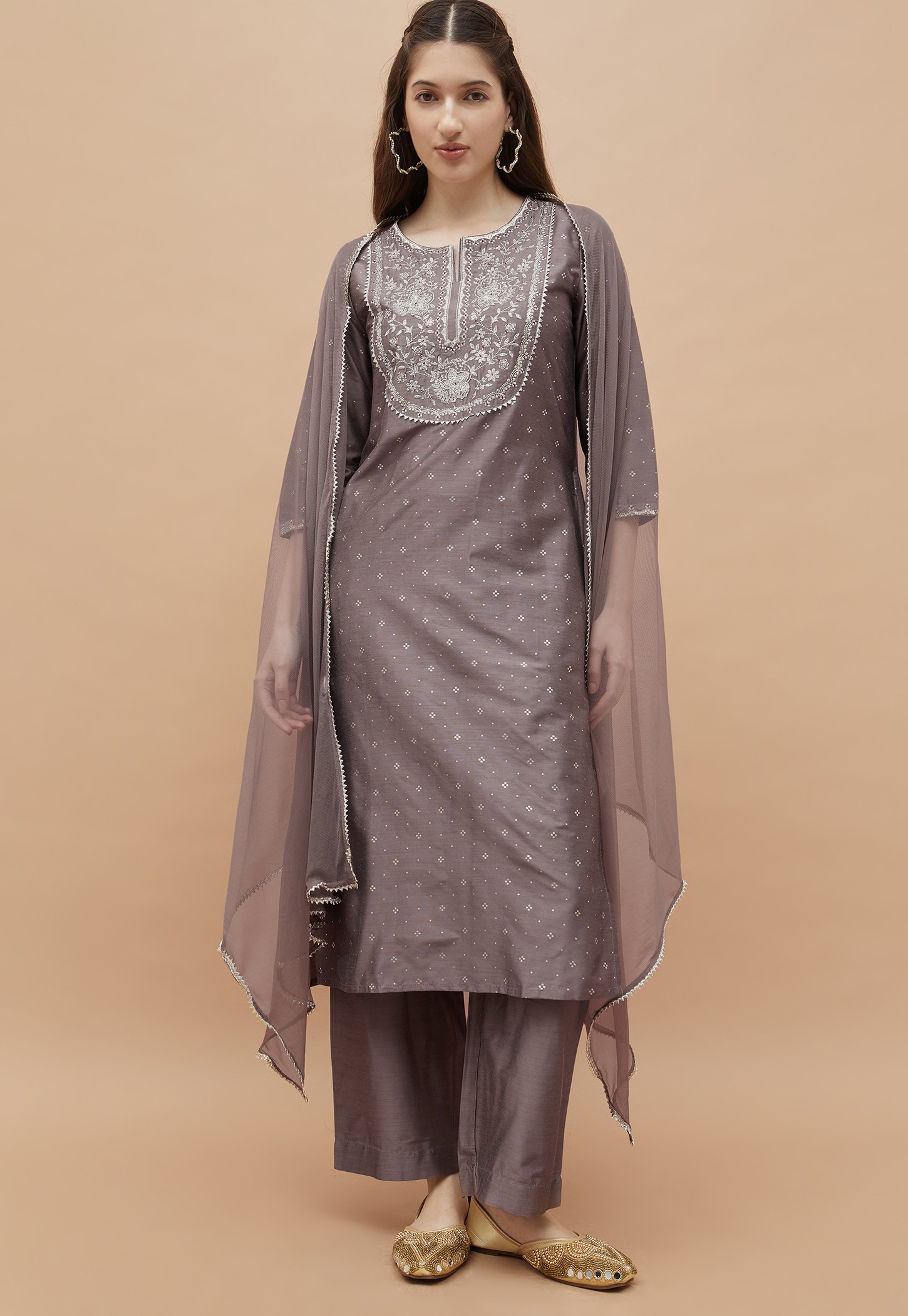 MELANGE Embroidered Straight Kurta Set-picture-17
