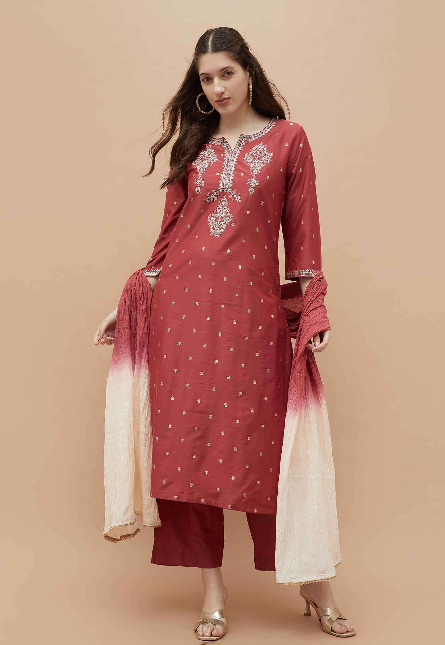 MELANGE Embroidered Straight Kurta Set-picture-25