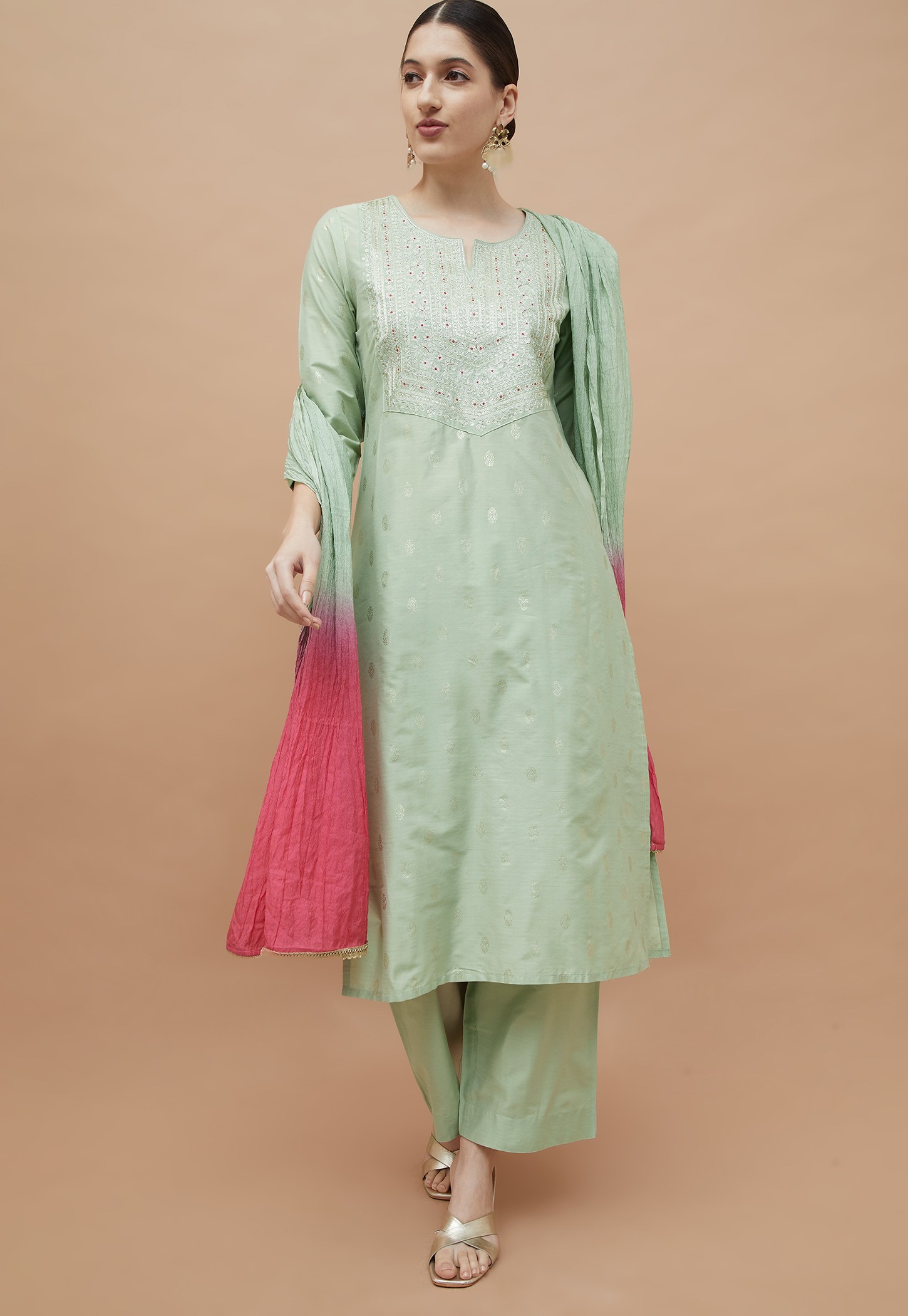 MELANGE Embroidered Straight Kurta Set-picture-24